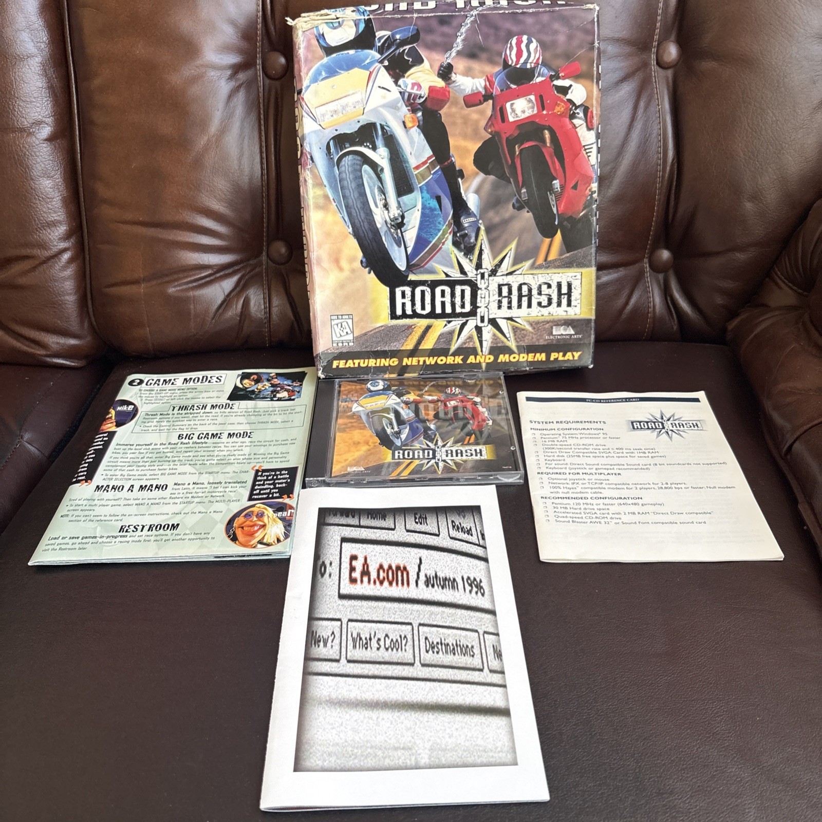 Road Rash CD-ROM Classics (PC, 1997) COMPLETE CIB BIG BOX WITH POSTER