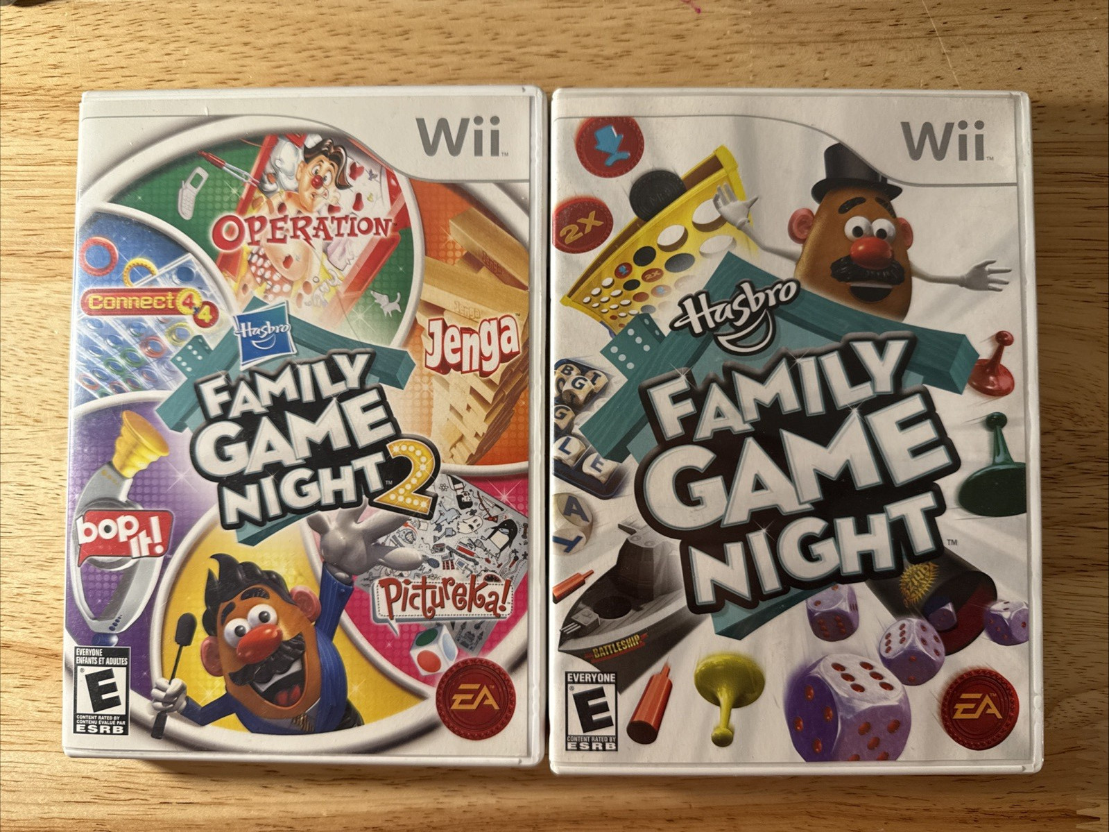 Hasbro Family Game Night # 1 AND 2 BUNDLE (Nintendo Wii) Complete Games (CIB)