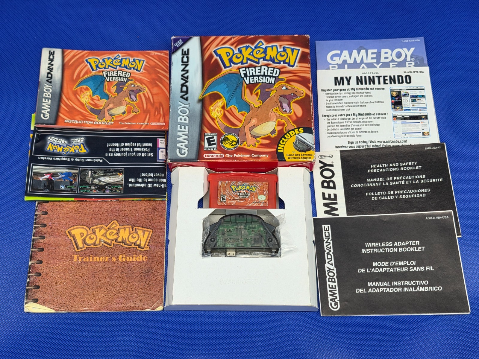 Pokemon FireRed – Gameboy Advance GBA -CIB -Authentic -Tested -Wireless Adapter