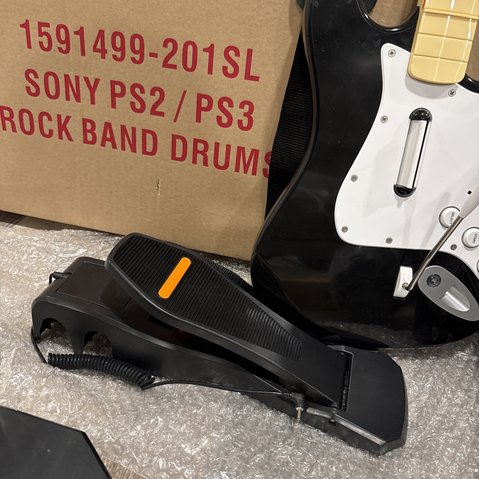 PS2 Rock Band Special Edition Bundle Guitar, Drums, Game & Mic – CIB
