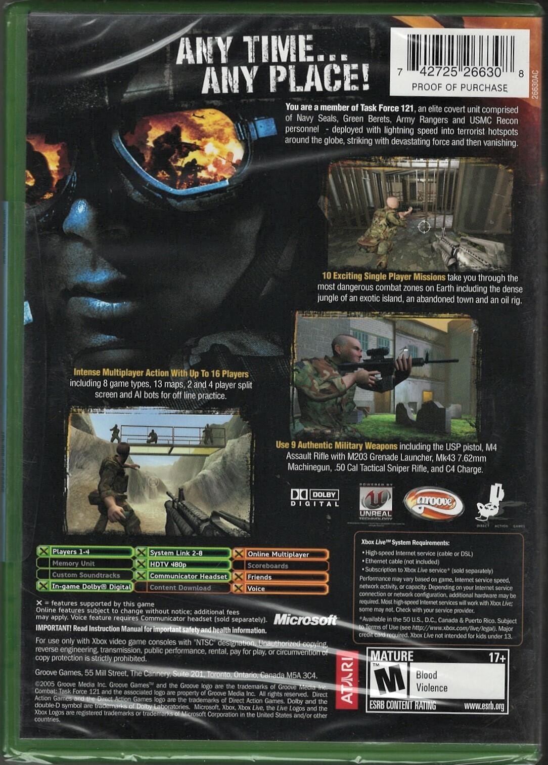 Combat Task Force 121 Xbox (Brand New Factory Sealed US Version) Xbox
