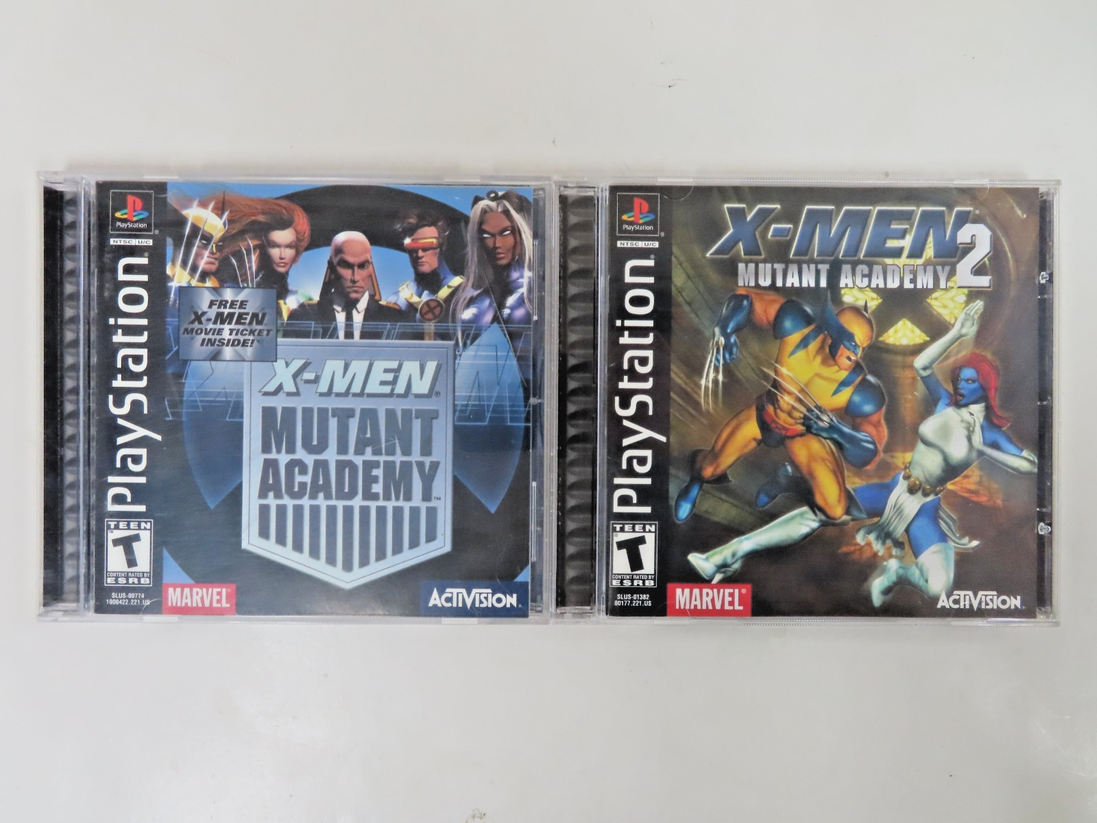 LOT OF 2 X-MEN MUTANT ACADEMY 1/2 PLAYSTATION 2 VIDEO GAME TESTED BLACK LABEL