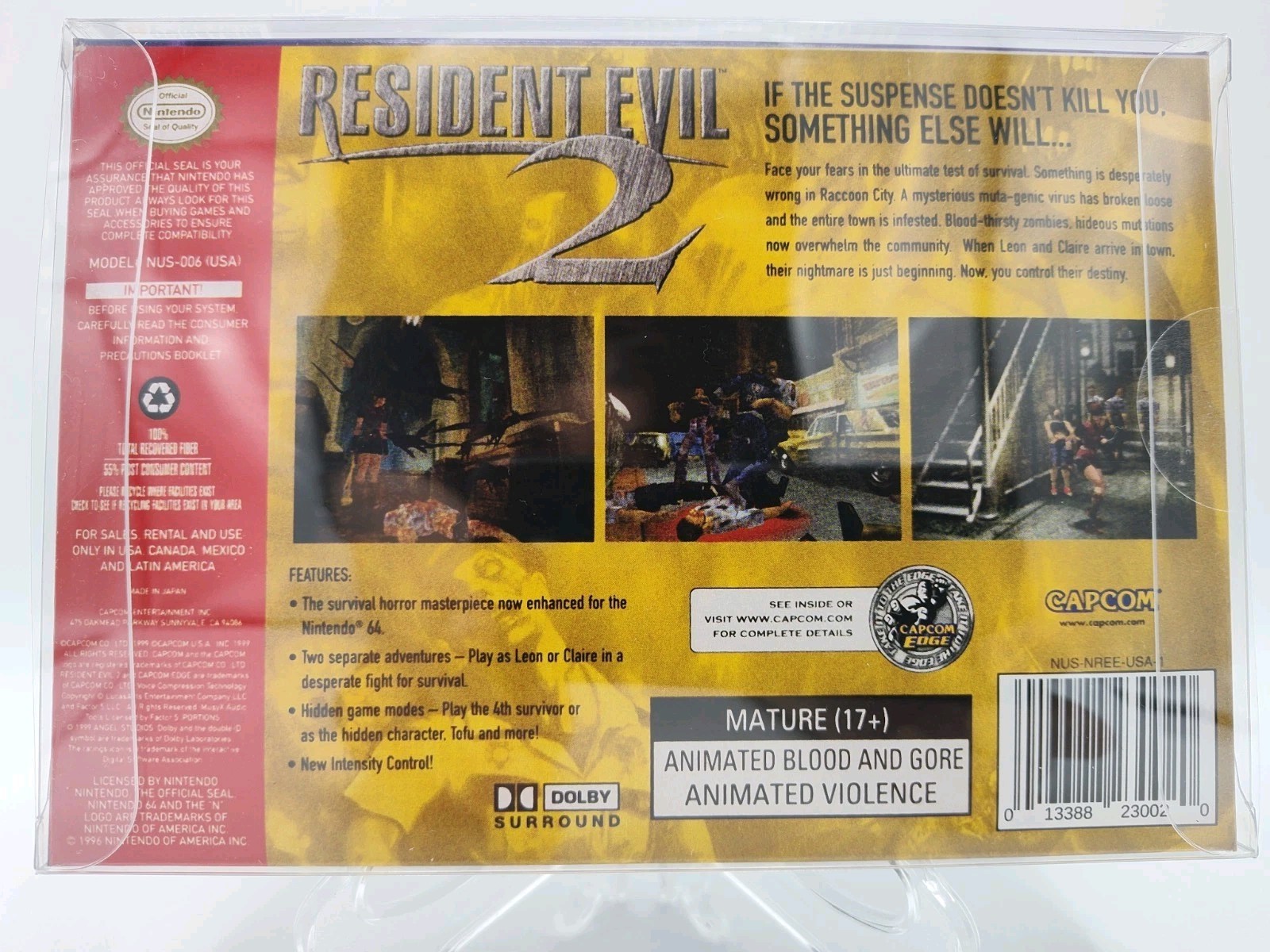 Resident Evil 2 – (N64, 1999) *VGC w/ Reg Card + Case Protector* Tested* READ!