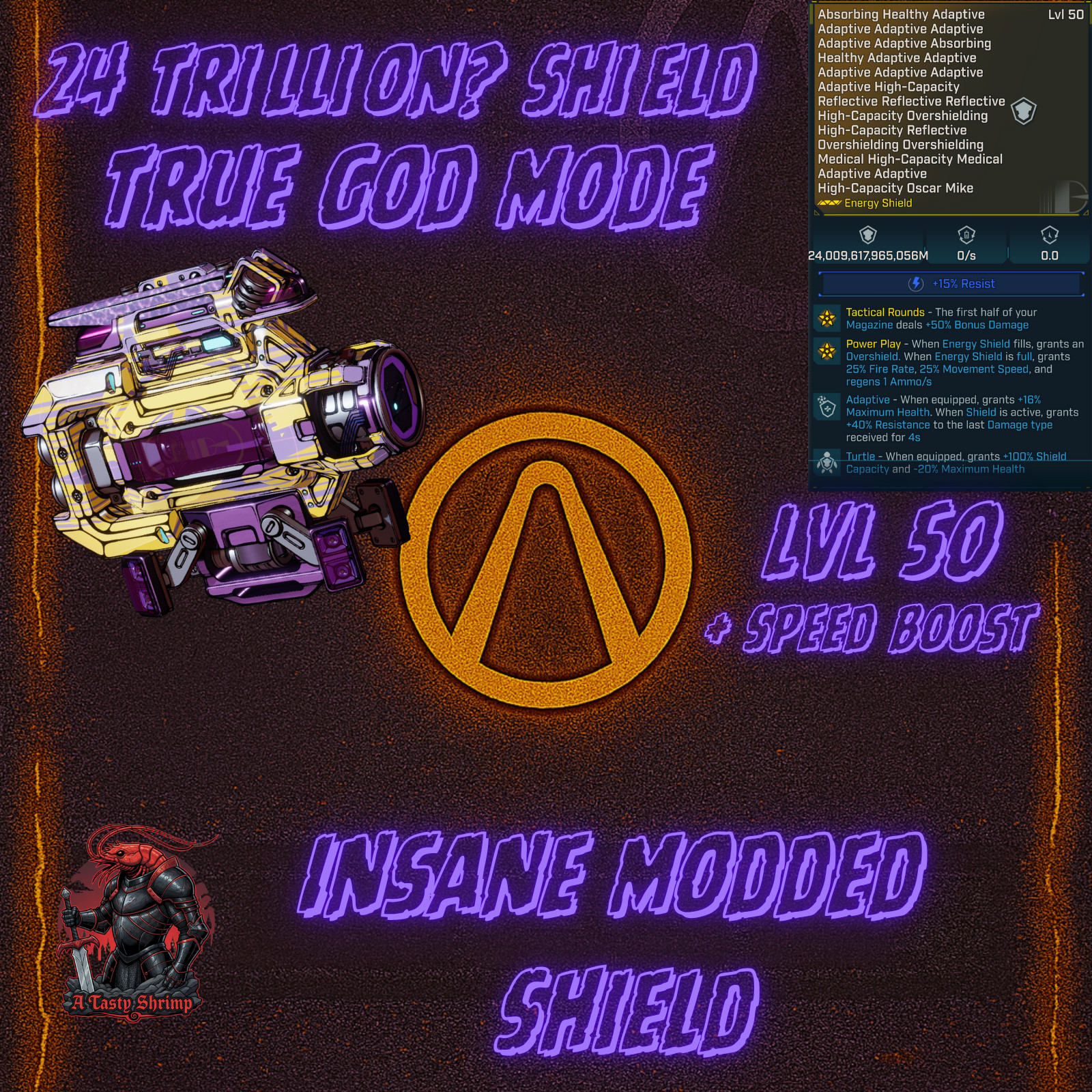 Borderlands 4 Modded Shield 24Trillion Capacity Modded Shield GodMode PCXboxPS5