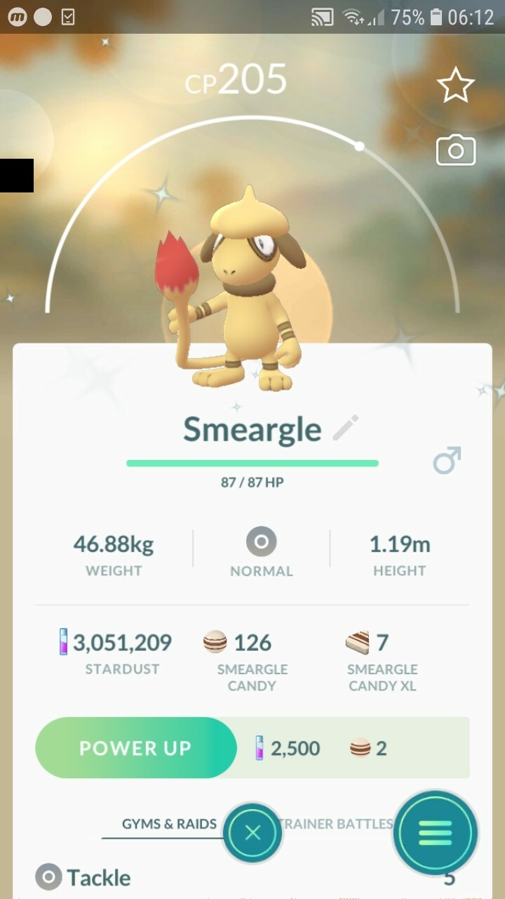 Shiny Smeargle Pokemon Tr@de Go