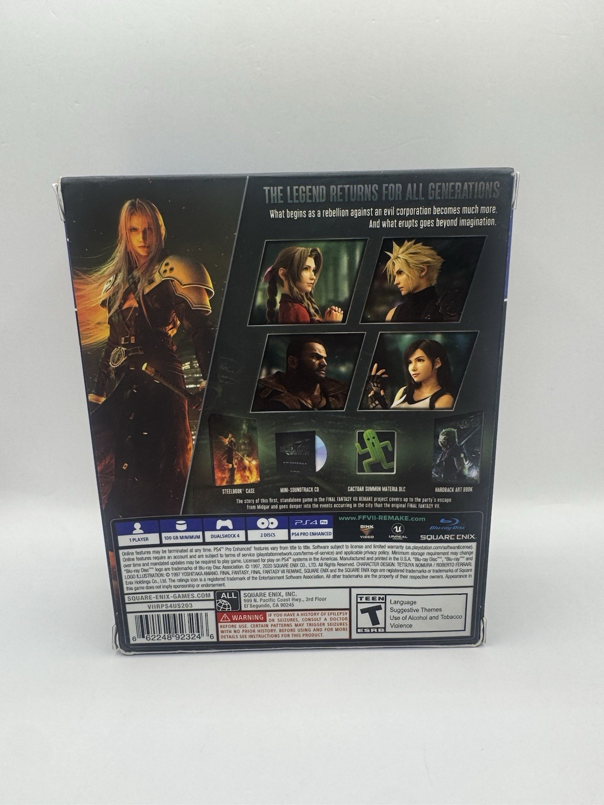 Final Fantasy VII Remake Deluxe Edition PS4 Complete w/ SteelBook Art Book CD