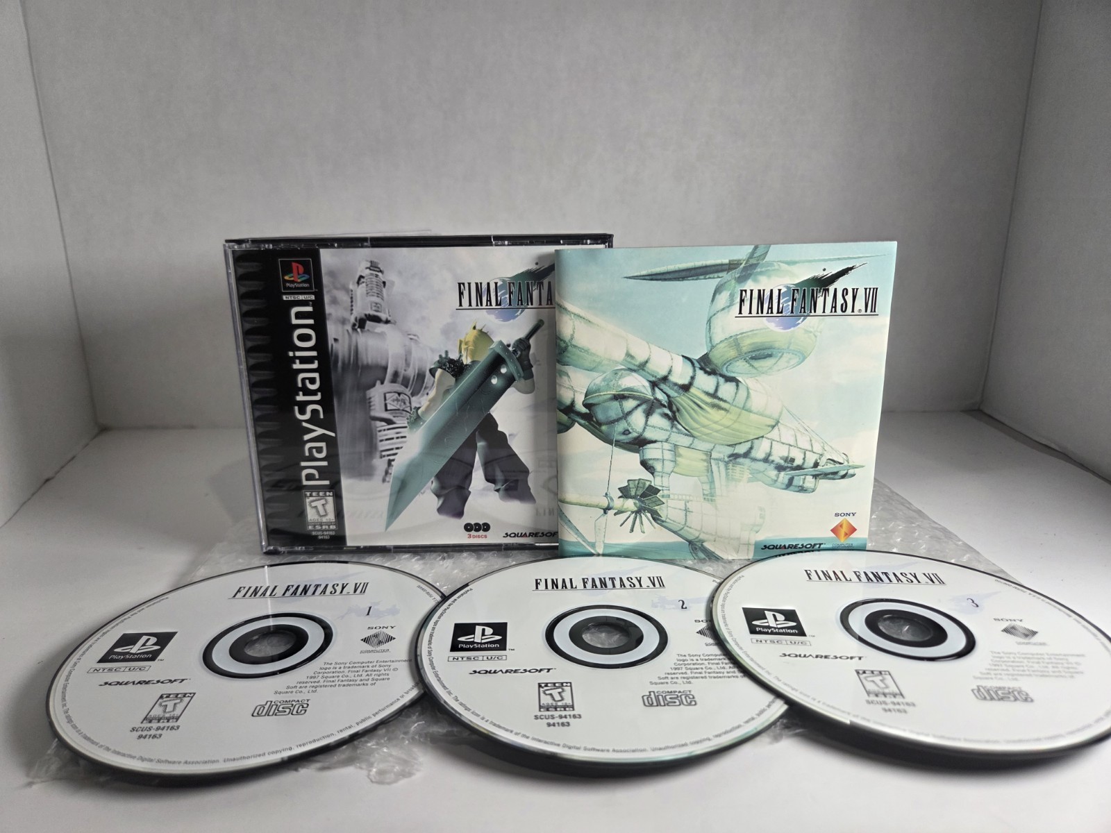 Final Fantasy VII 7 PS1 Sony PlayStation 1 PS2 PSOne Black Label CIB Tested Squa
