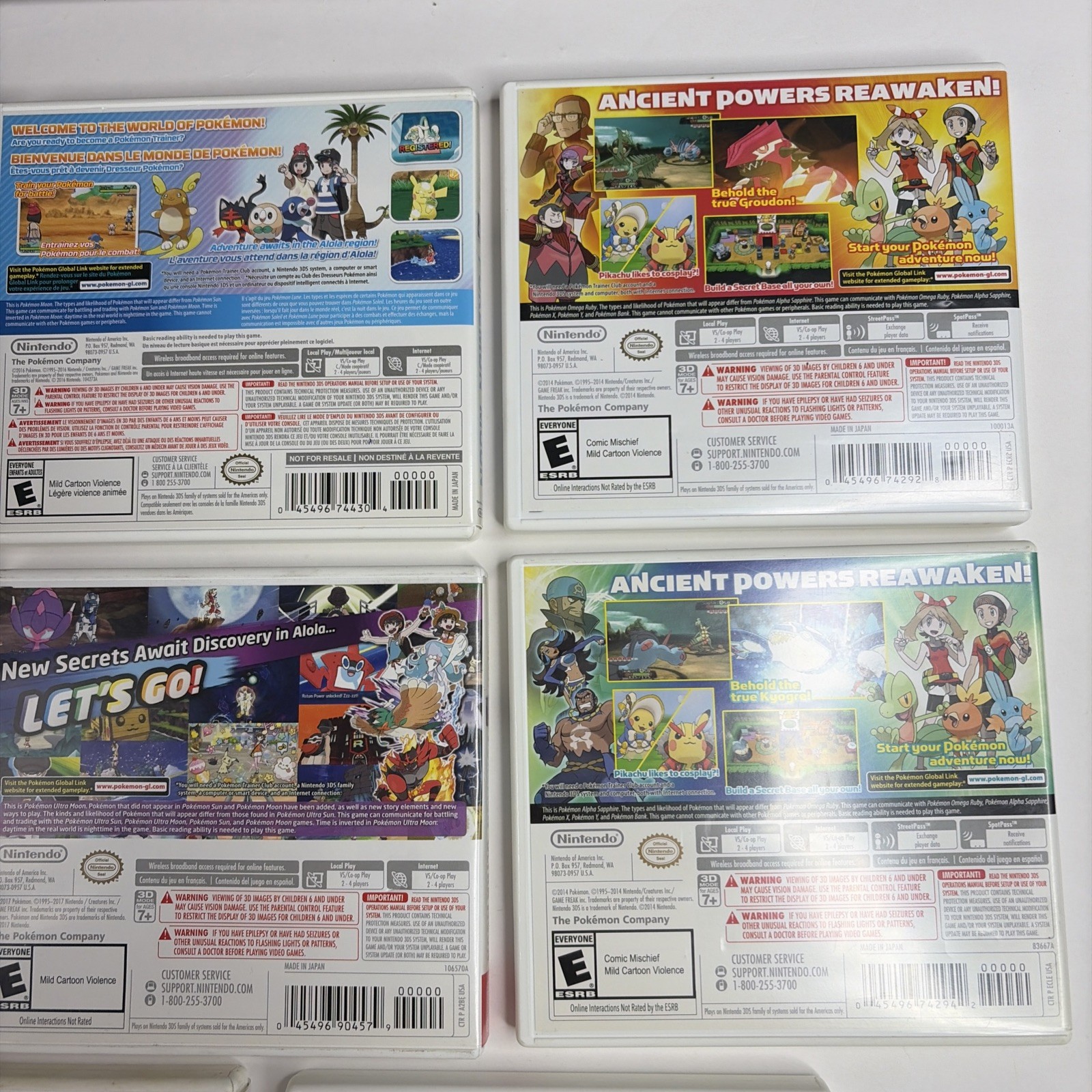 Pokemon Nintendo 3DS GAME LOT Of 8 Complete Box Sun Moon Ultra X Y AUTHENTIC