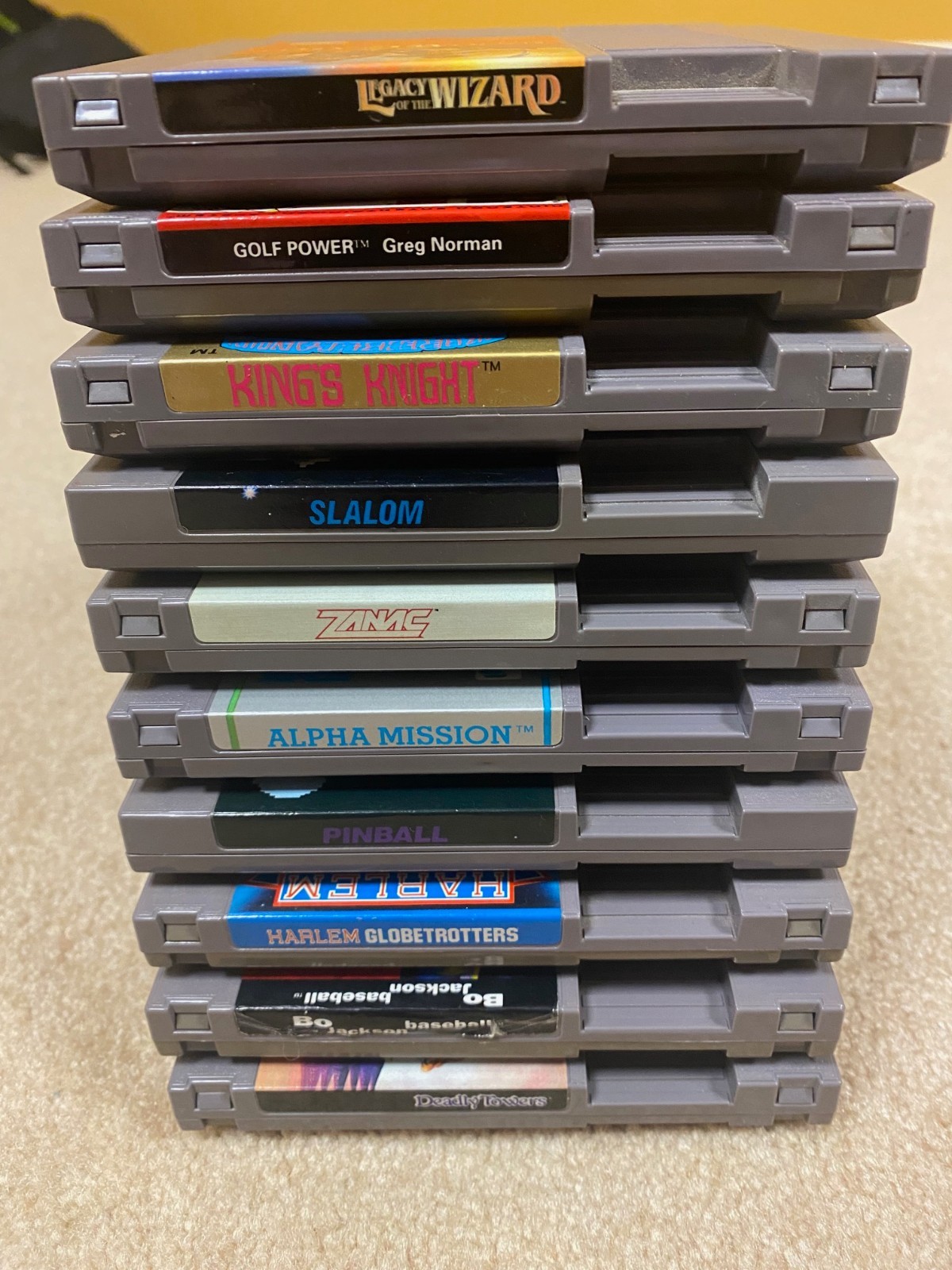 Nintendo NES 10 Game lot Tested – Alpha Mission, Zanac, Kings Knight, Golf Power