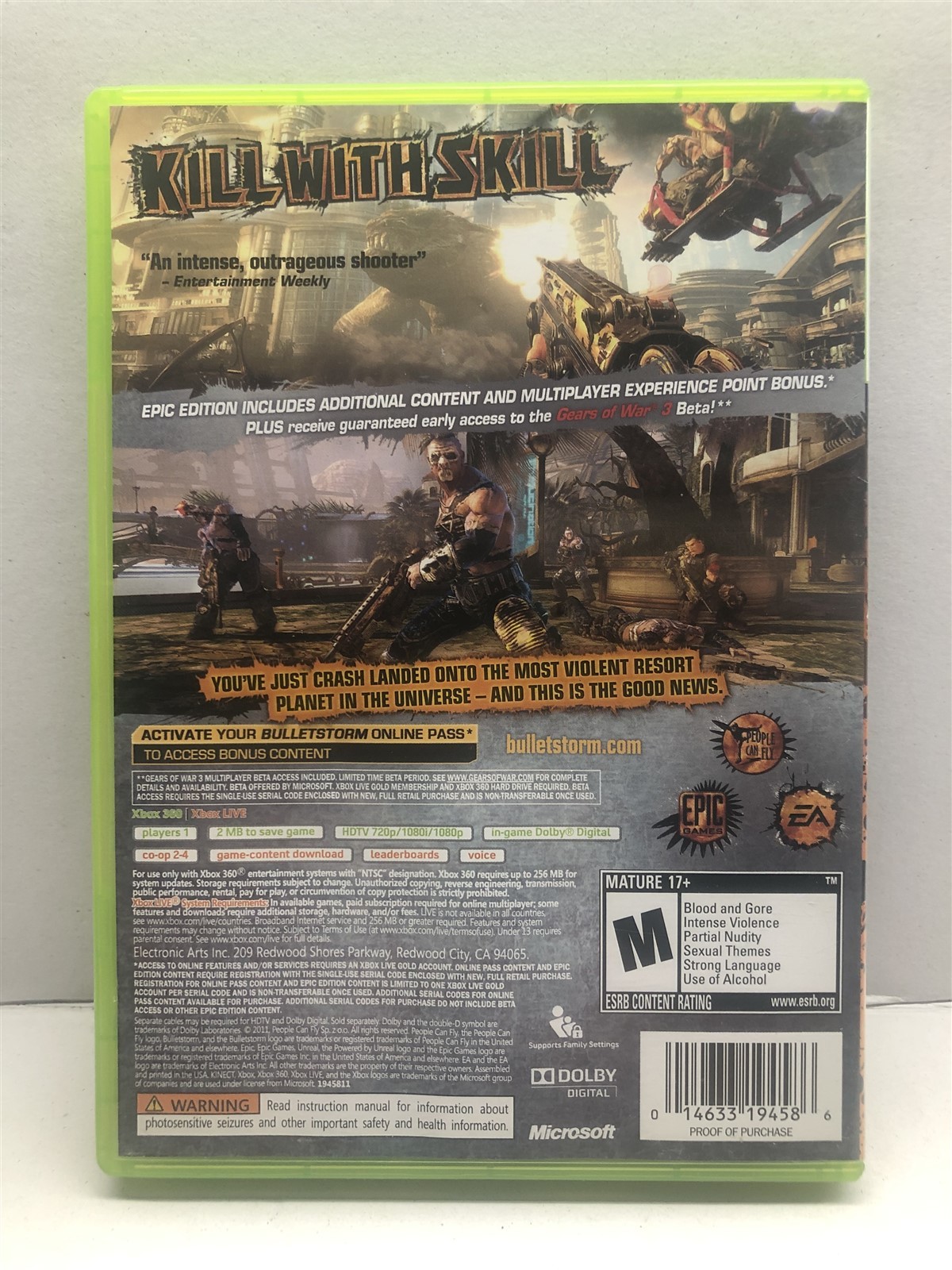 Bulletstorm — Epic Edition (Xbox 360, 2011) Complete Tested Working – Free Ship