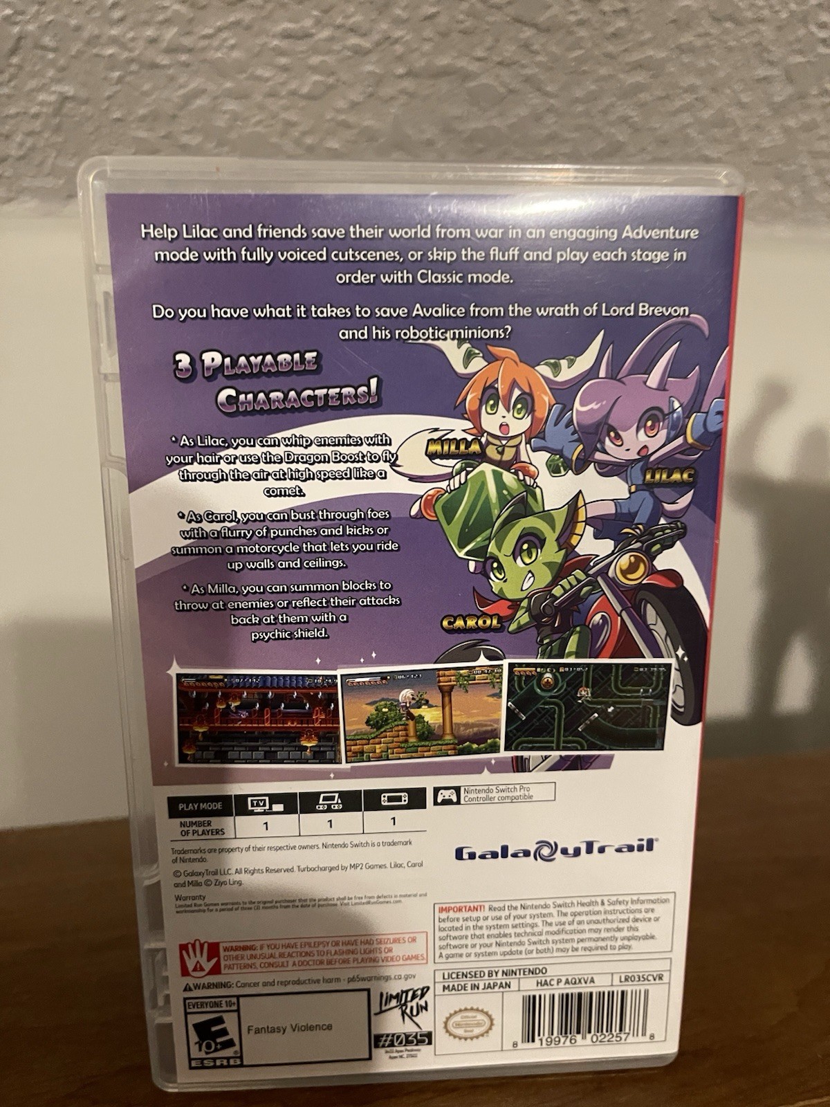 Freedom Planet Nintendo Switch 2019 LRG #035 No Card
