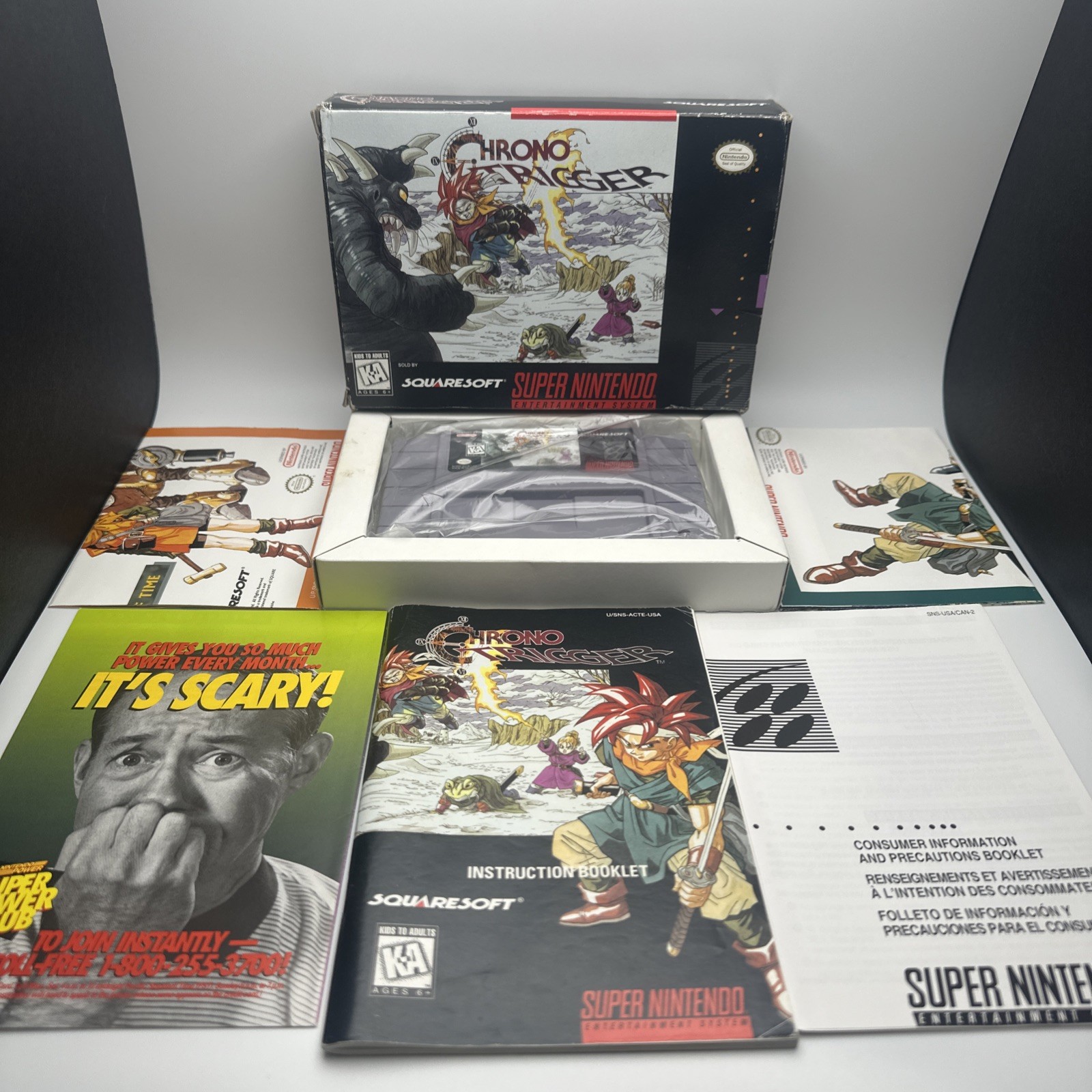 Chrono Trigger Nintendo SNES Game, Manual, Maps, Posters, Complete in Box TESTED