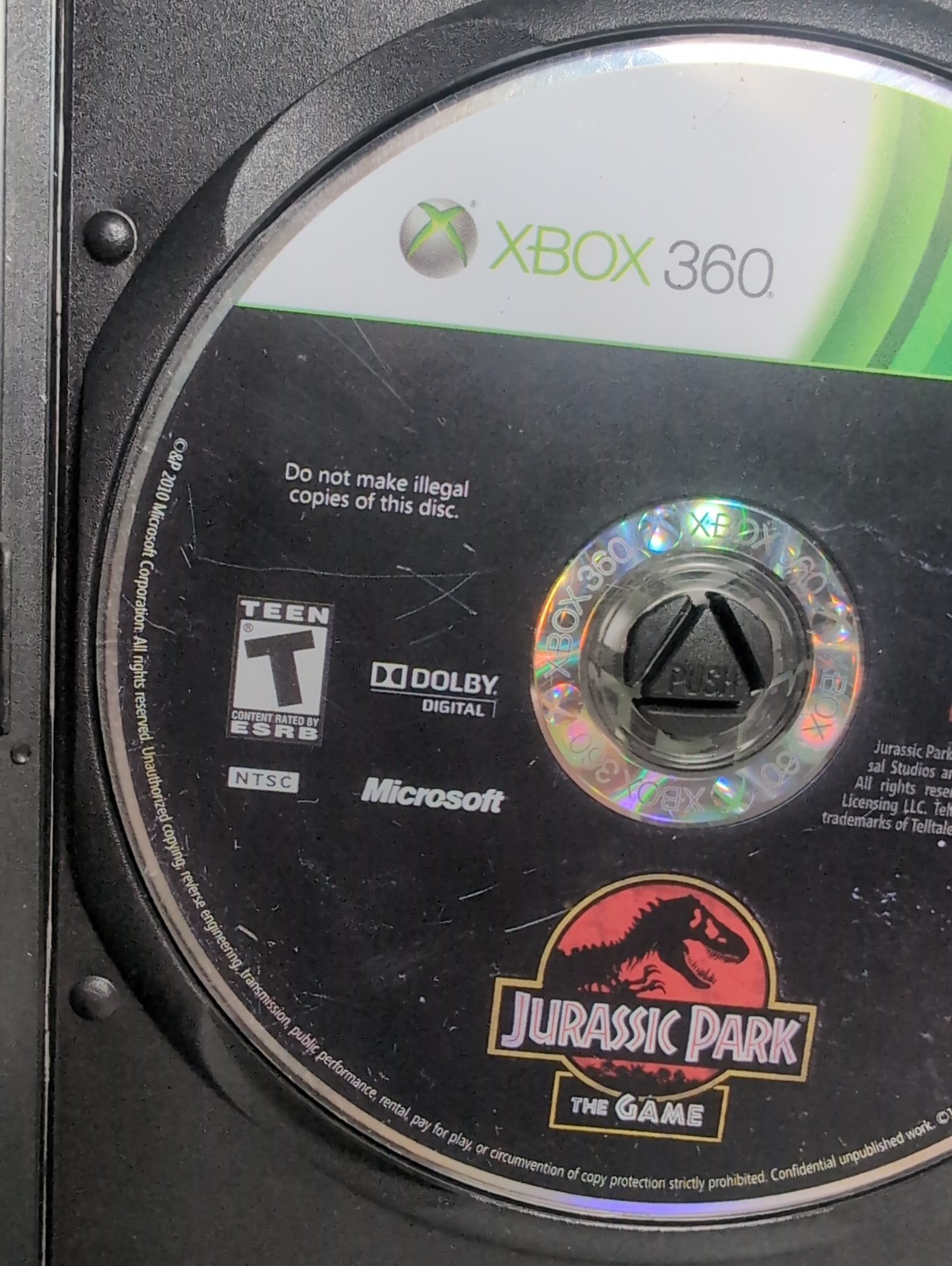 Jurassic Park: The Game (Microsoft Xbox 360, 2011) Disc Only