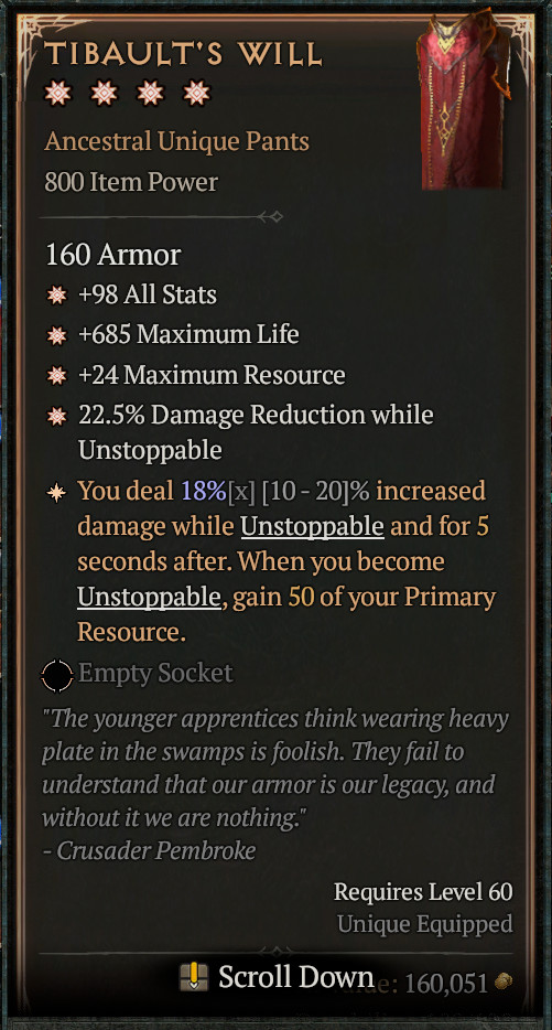 Diablo 4 ⚜️ Tibault’s Will ⚜️ MAX 4 GA 18% ROLL ⚜️ Season 8 D4 S8