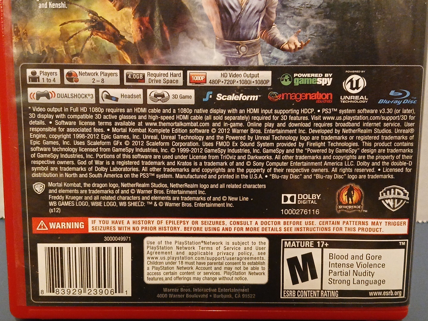 Mortal Kombat Komplete Edition PlayStation 3 PS3 Greatest Hits Rated M