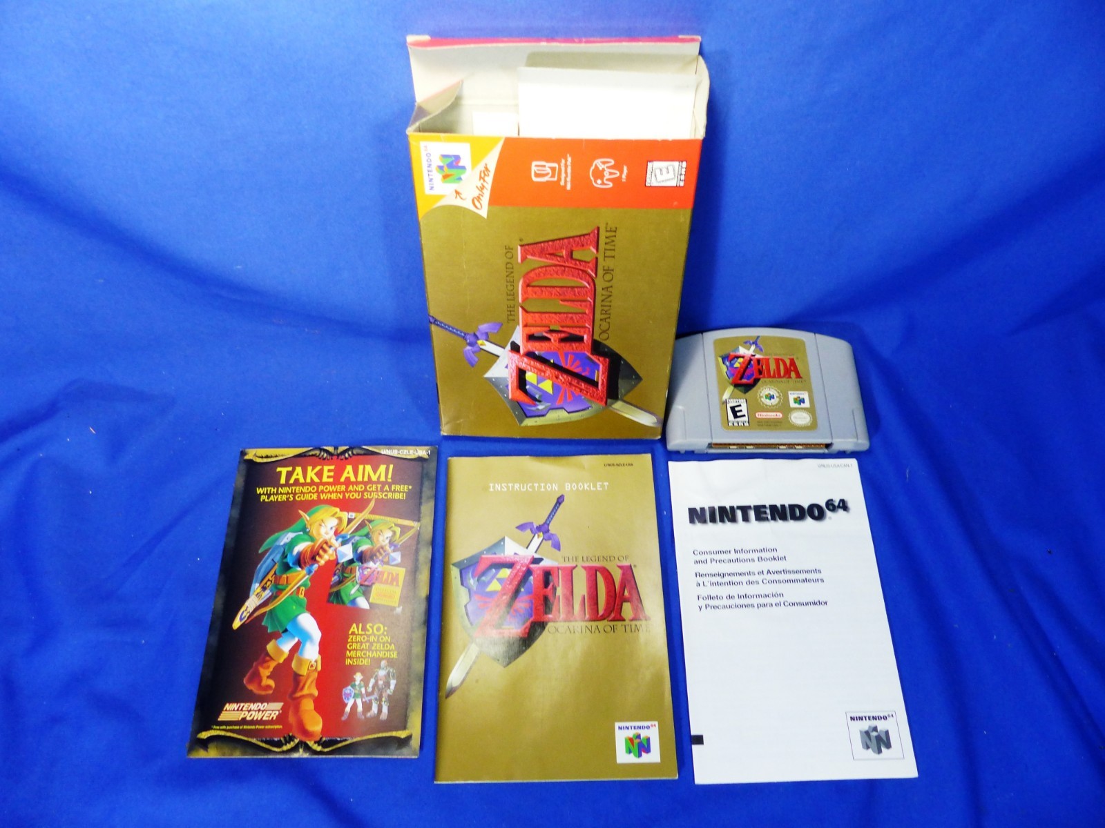 N64 Legend of Zelda Ocarina of Time Complete CIB Box stored since purchased