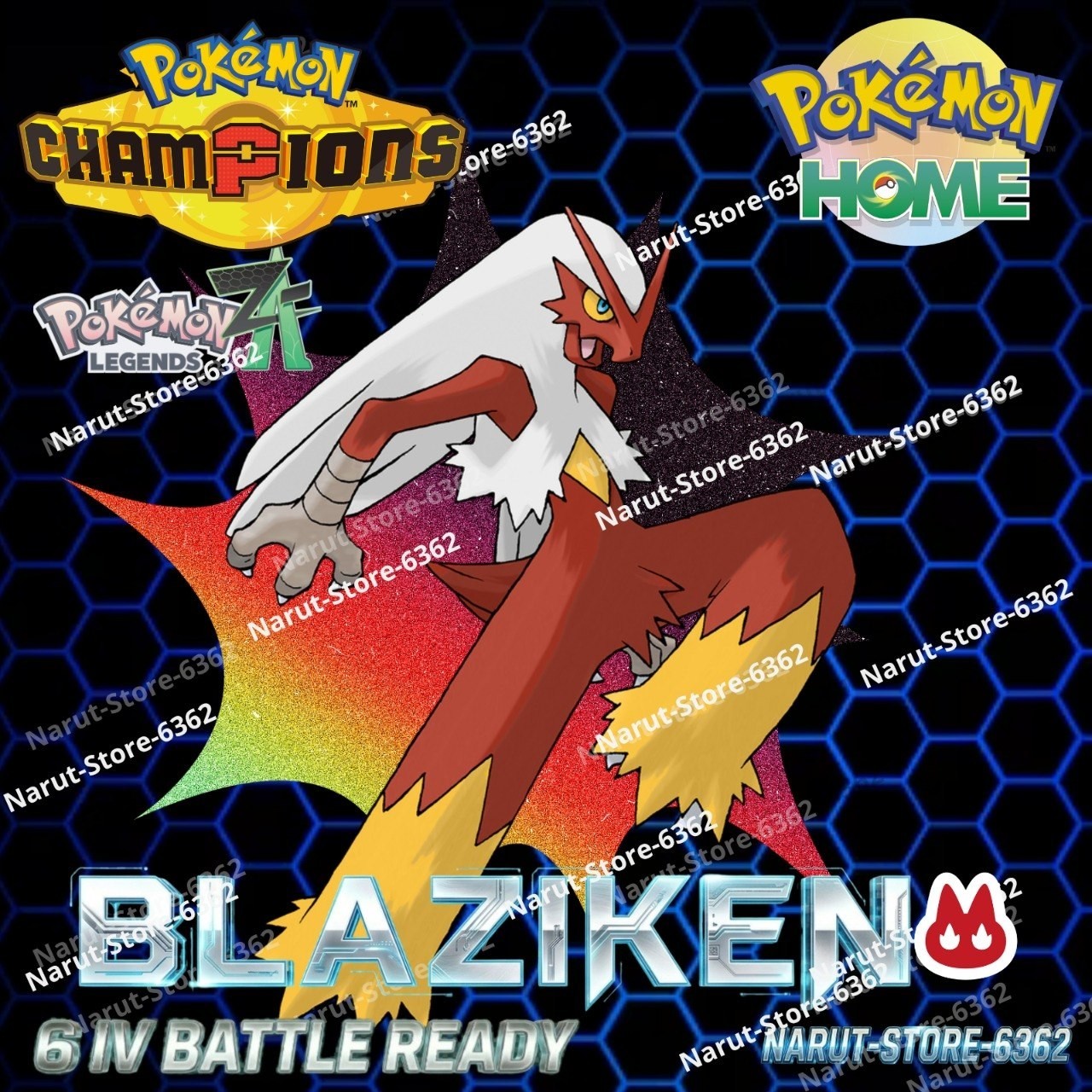 BLAZIKEN🔥6IV SHINY POKÉMON HOME🔥Pokemon CHAMPIONS FROM LEGENDS ZA
