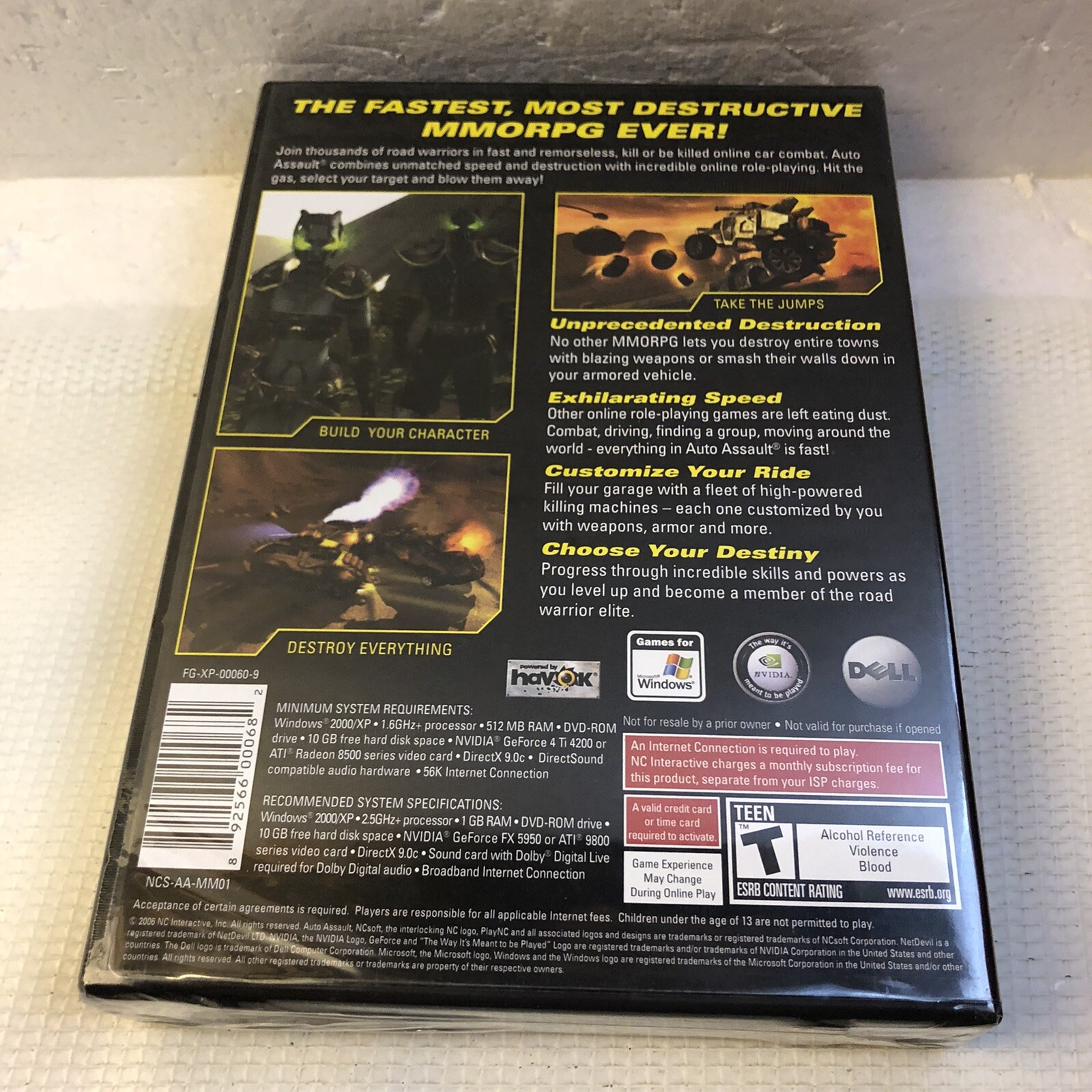 MMORPG ROLE PLAYING GAME NC SOFT net devil Auto Assault window xp PC DVDRom NEW
