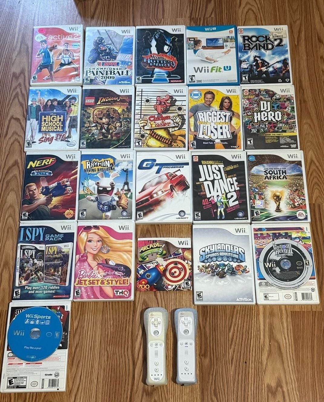 Lot of 21 Nintendo Wii Games + 2 OEM Wii Remotes + Wii Sports Tested