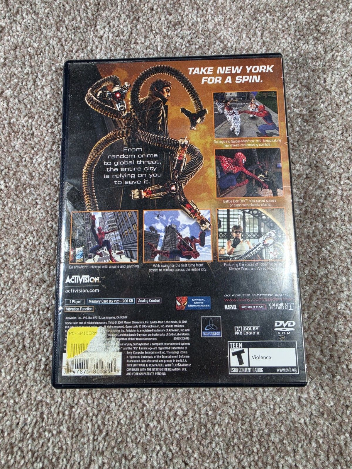 Spider-Man 2 PS2 PlayStation 2 Game Case & Disc Only Untested No Manual
