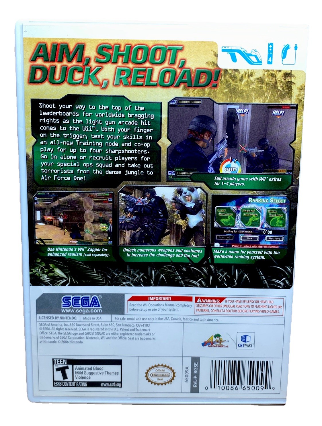 Ghost Squad Nintendo Wii Missing Manual Refurbished & Tested Free Shipping