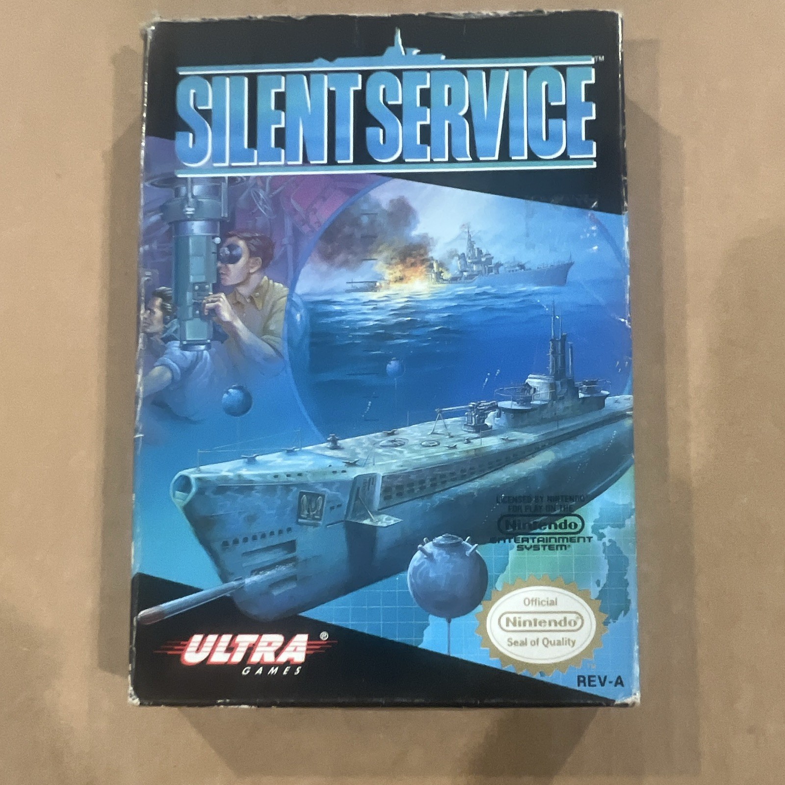 Nintendo NES Silent Service Game Complete with Box and Manual TESTED WORKING