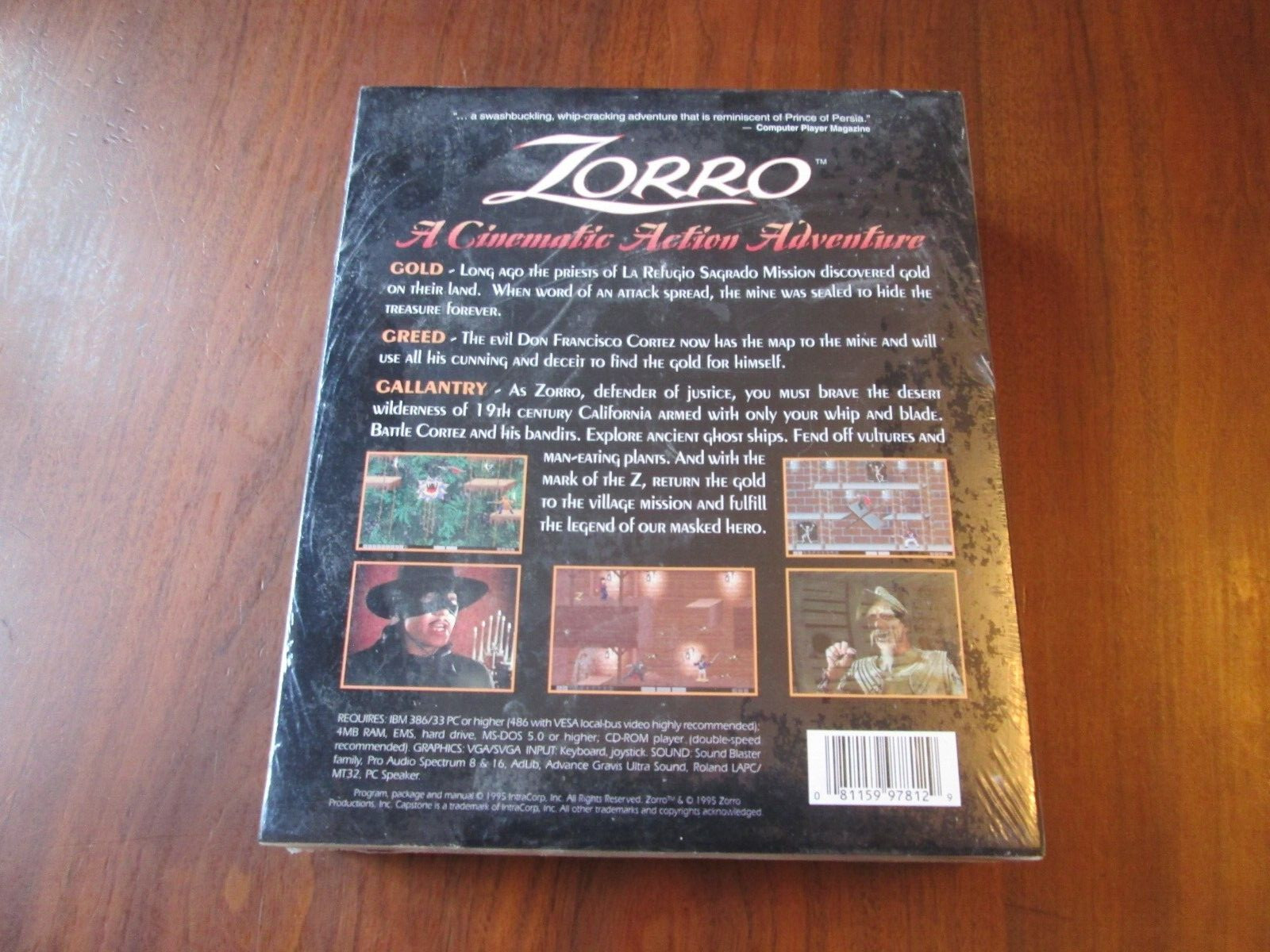 Vintage ZORRO A Cinematic Action Adventure PC Game Big Box 1995 NOS Sealed