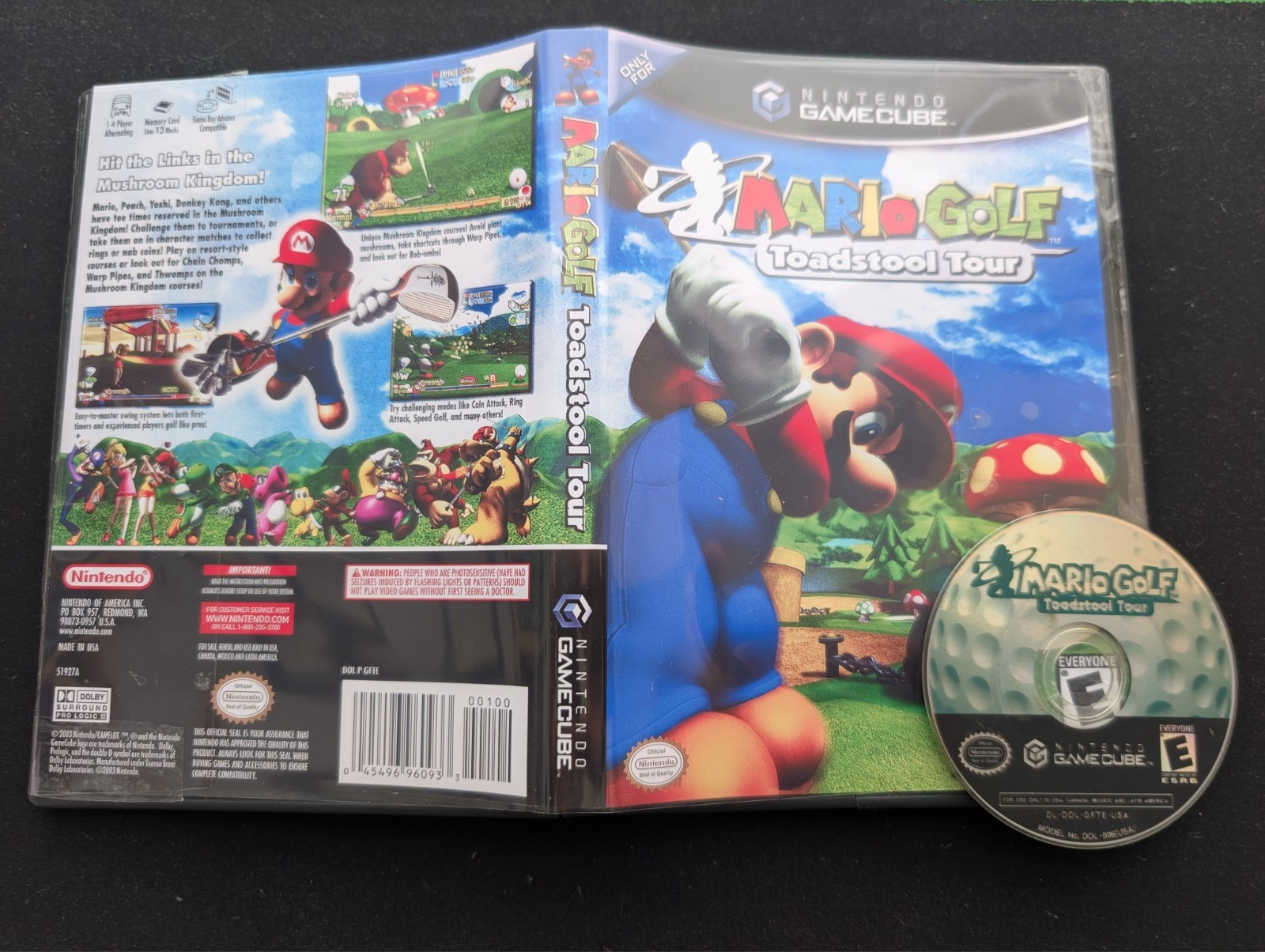 Mario Golf Toadstool Tour (2003) For Nintendo GameCube w/ Case and Cover Art!