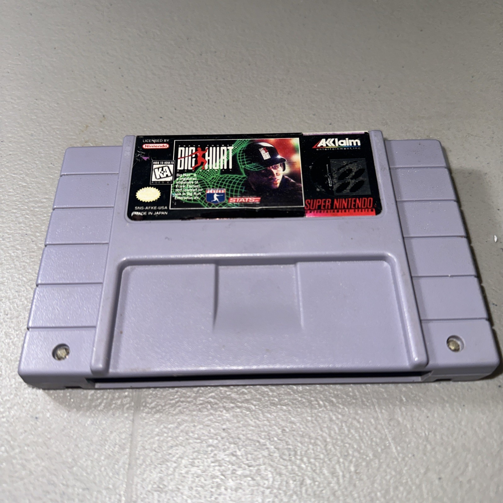 Frank Thomas Big Hurt Baseball Authentic Super Nintendo Game SNES Tested Cart