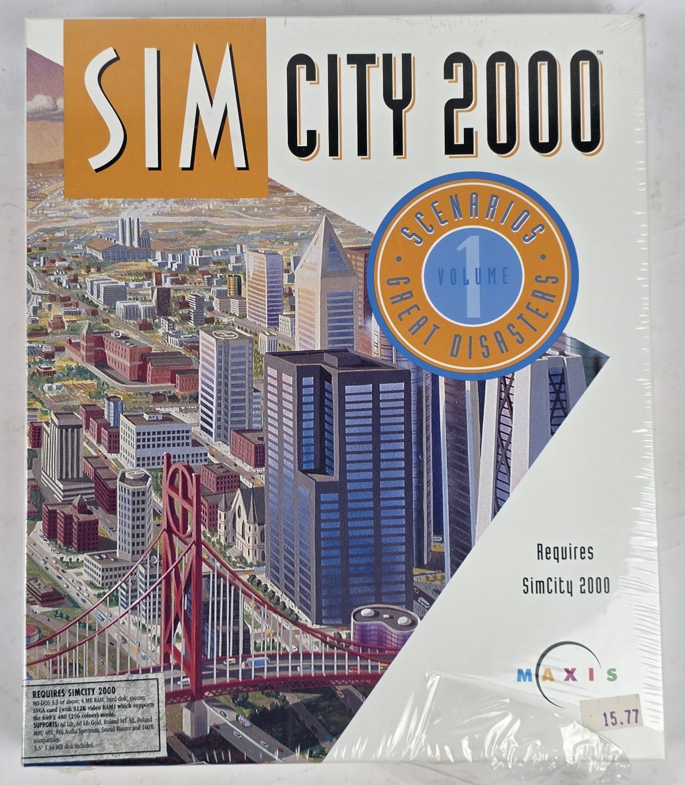 SimCity 2000 Scenarios Volume 1: Great Disasters BIG BOX (PC, 1994) Maxis SEALED