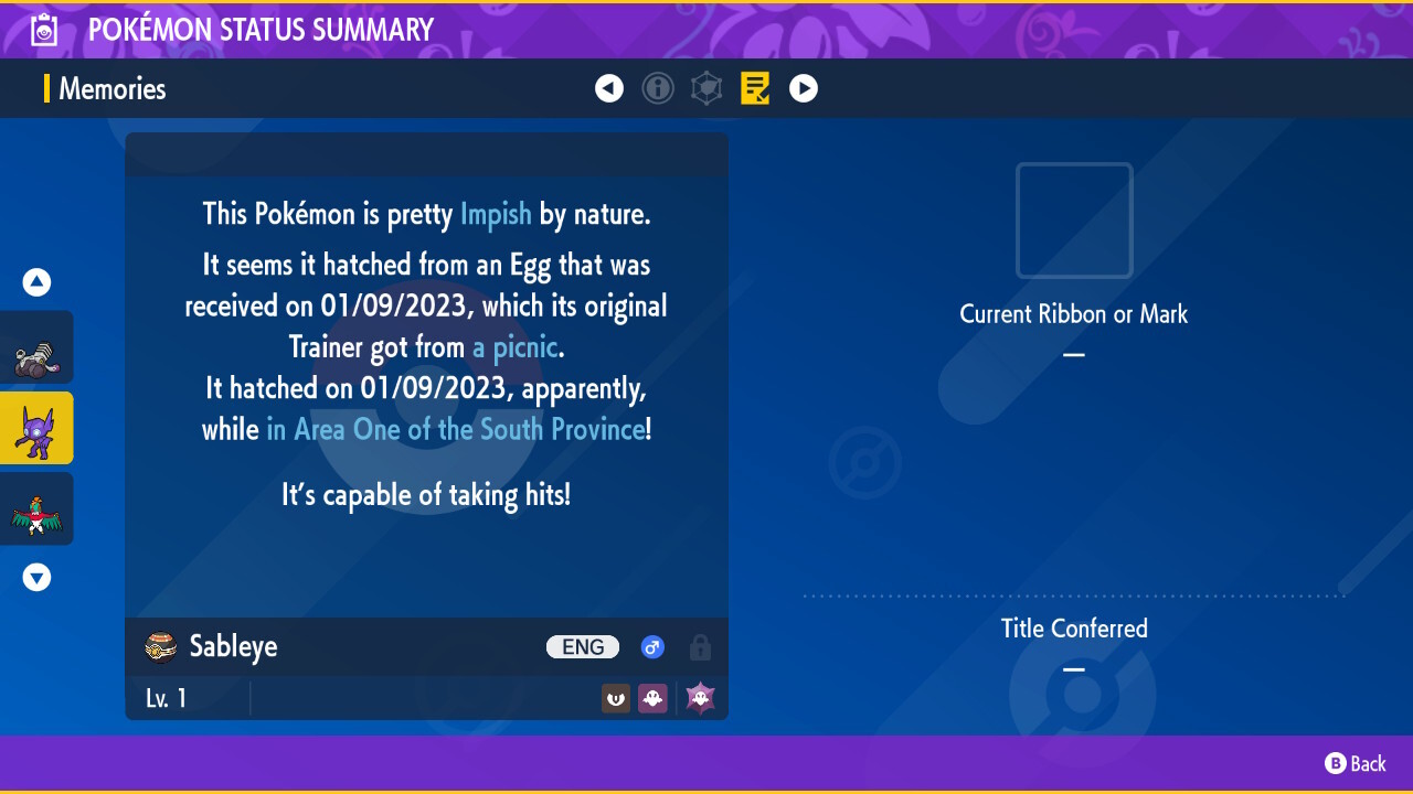 SABLEYE POKEMON SCARLET VIOLET ✨ SHINY EGG 6 IV ✨ CUSTOM AVAILABLE ✨