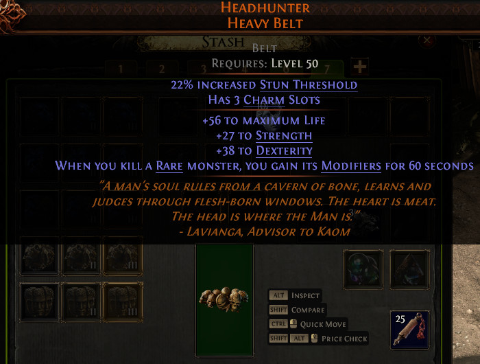 3 Slot Headhunter Heavy Belt Path of Exile 2 Return of the Ancients League POE 2