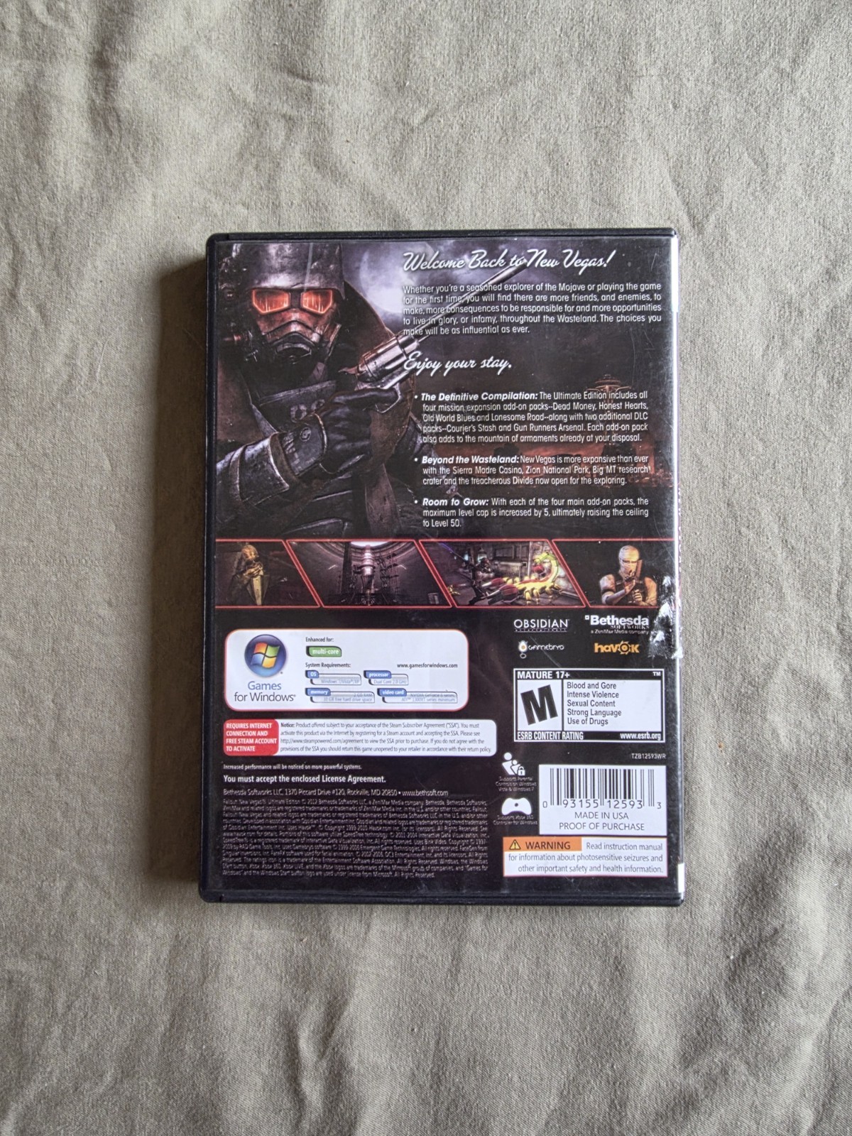 Fallout New Vegas Ultimate Edition PC – READ – Physical Disc & Case – AS-IS
