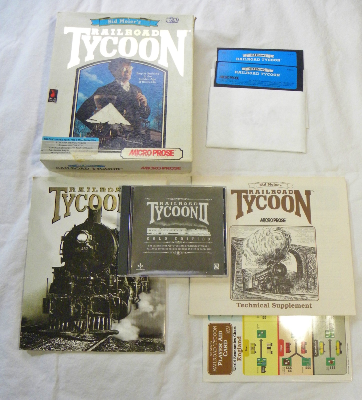 90s GAMES Railroad Tycoon in Box/Sid Meier’s/Railroad Tycoon II GOLD edition