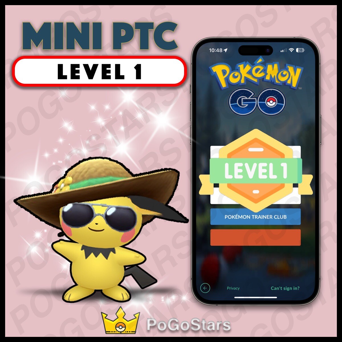 Pokémon PTC Go – Shiny Pichu Summer Flair – LVL1 Level 1 ✨Read Description✨