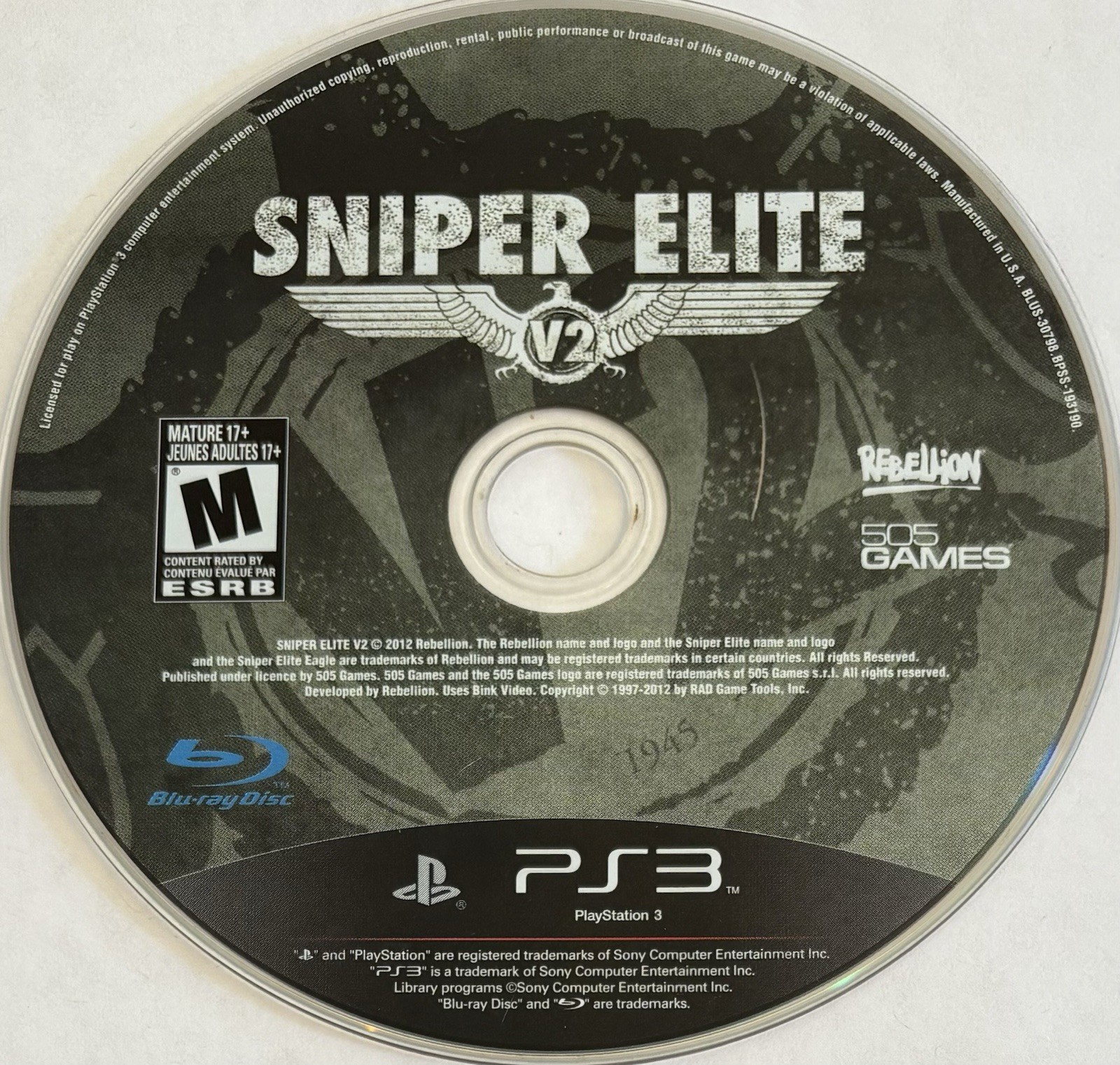 Sniper Elite V2 (Sony PlayStation 3, PS3) DISC ONLY | NO TRACKING | M3352