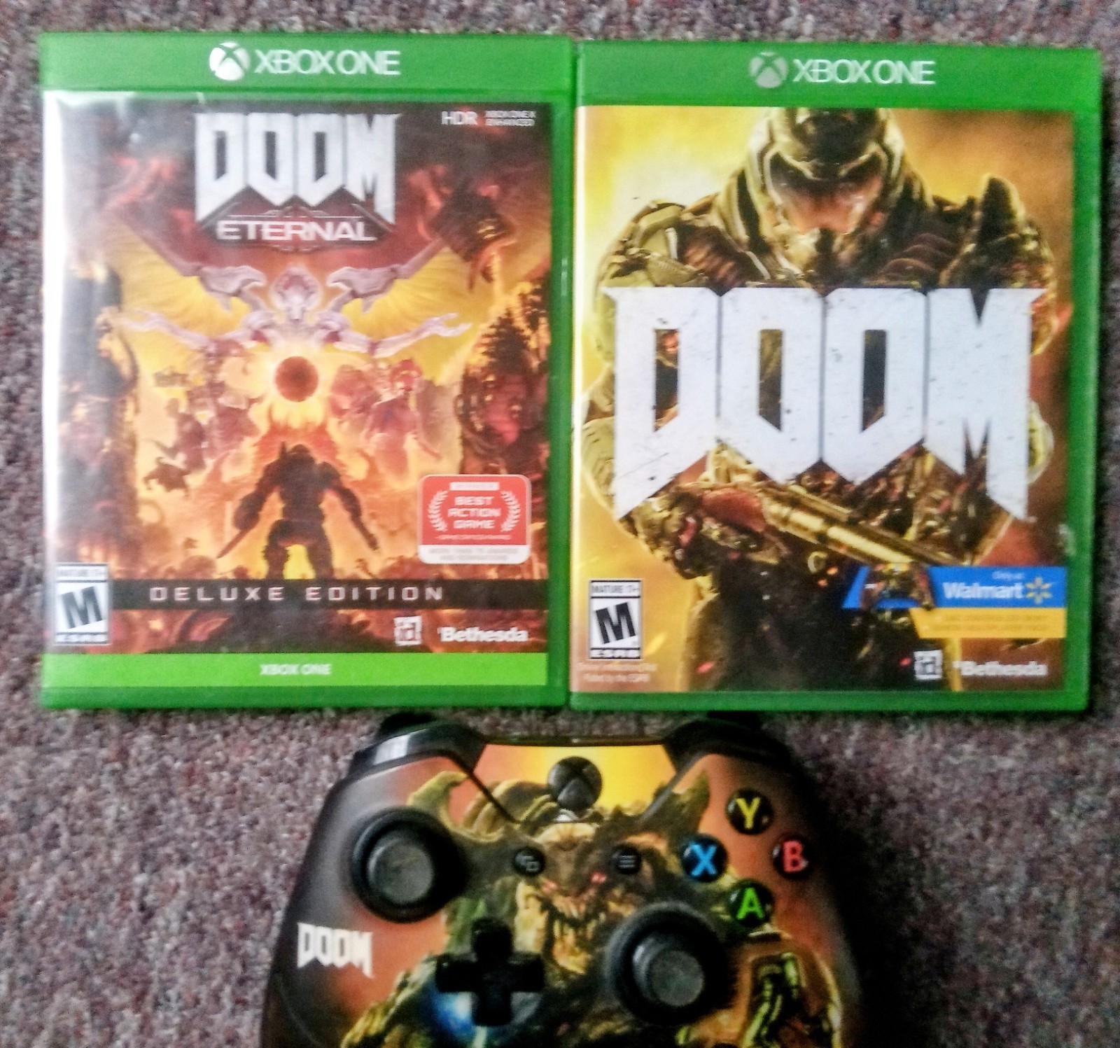 DOOM Eternal Deluxe edition Xbox One Lot Of 3 controller Id Video Games Shooter