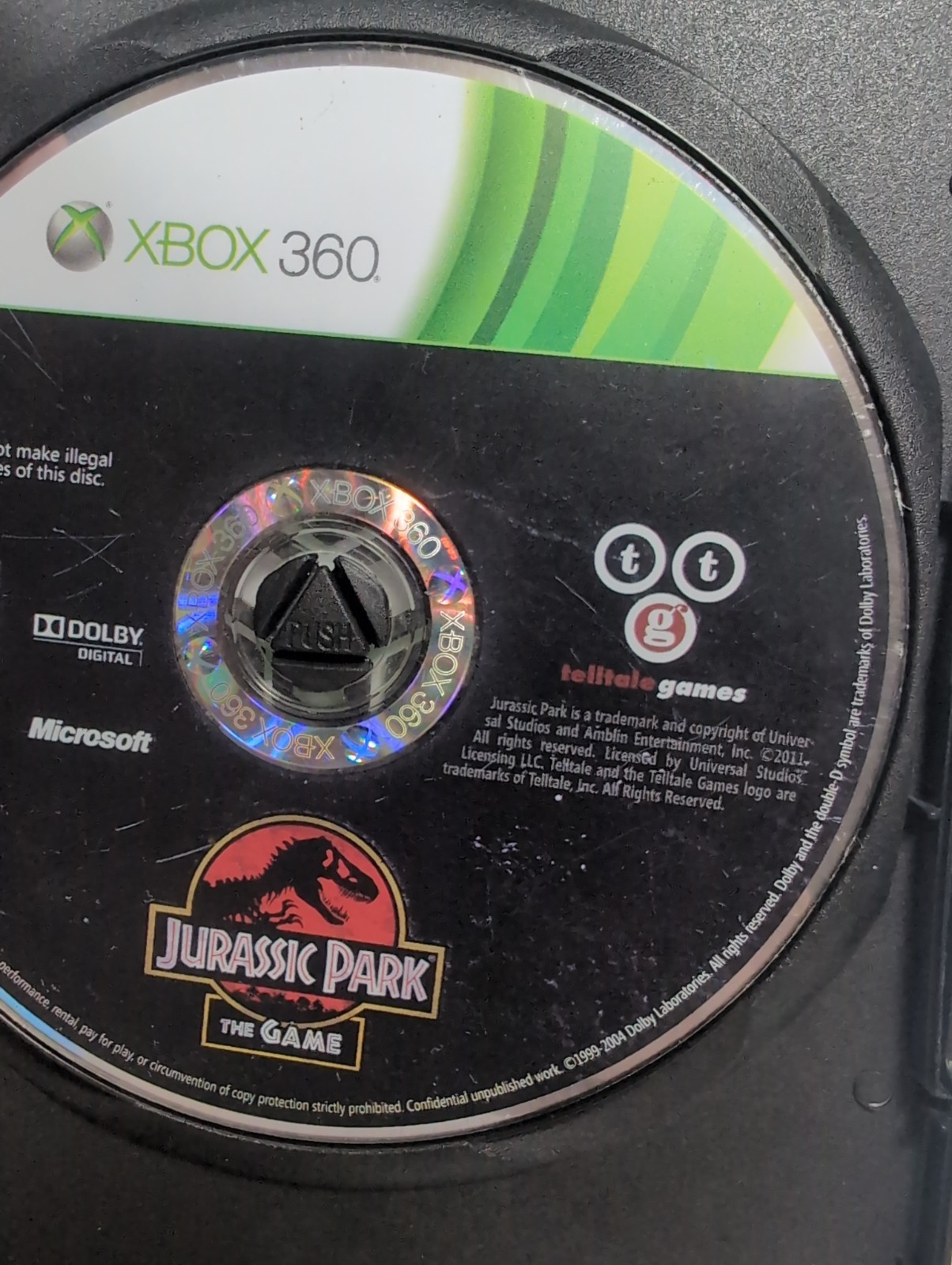 Jurassic Park: The Game (Microsoft Xbox 360, 2011) Disc Only