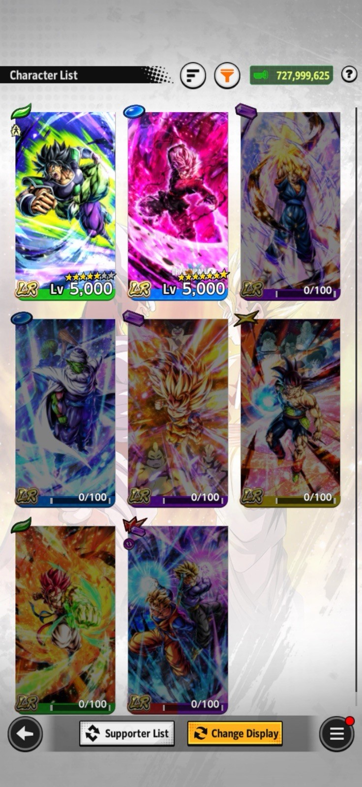 Dragon ball legend Account Ultras, two Legends And Almost All LL With Equipment