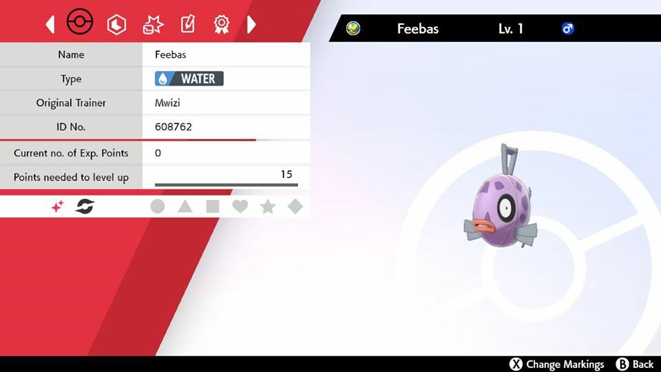 Legitimate 5 Max IV Shiny Feebas with Hidden Ability Pokemon Sword & Shield