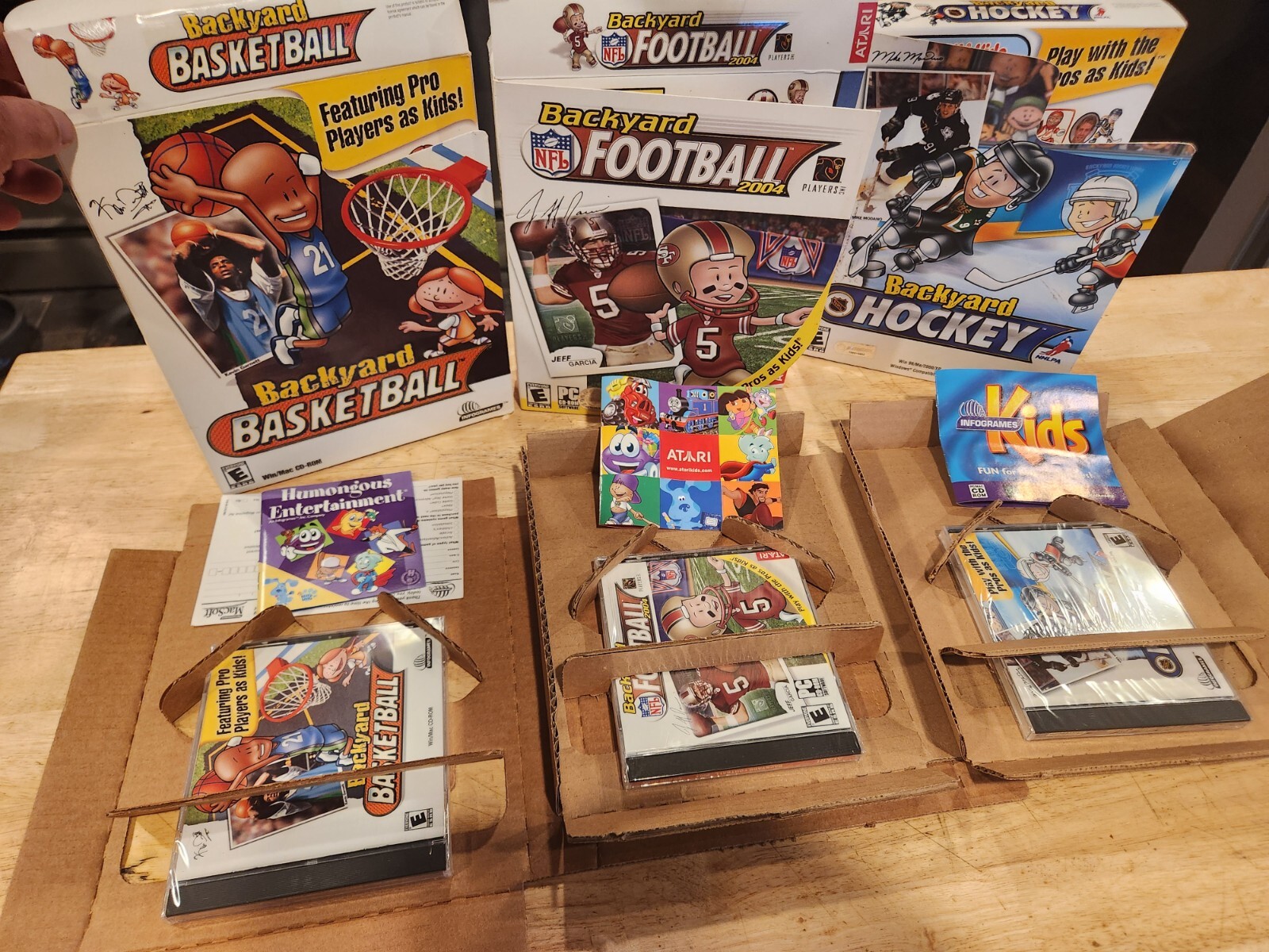 3 PC CD Rom 2001 backyard Basketball Football & Hockey games all new in box