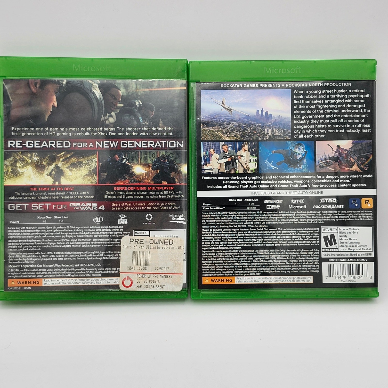 Microsoft Xbox One Games (3) Gears of War Ultimate Edition GTA V Gears of War 4