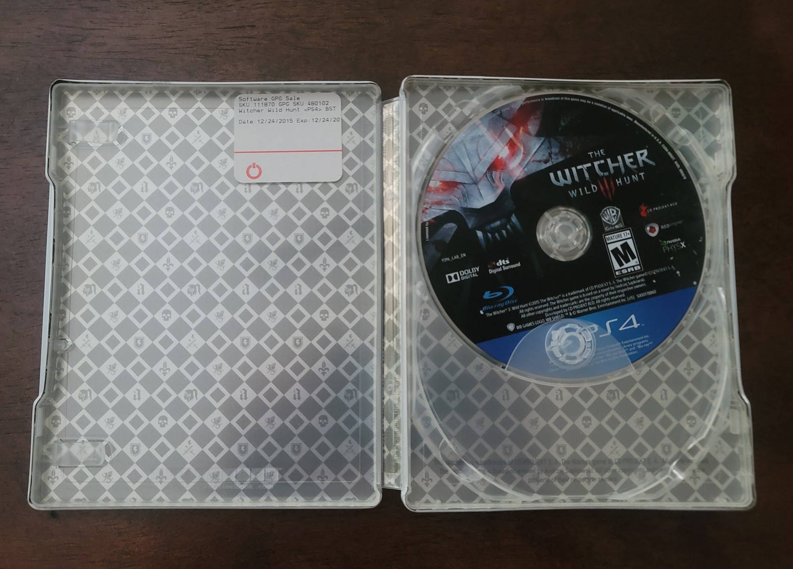 The Witcher 3 Wild Hunt PS4 Steelbook – Game disk only