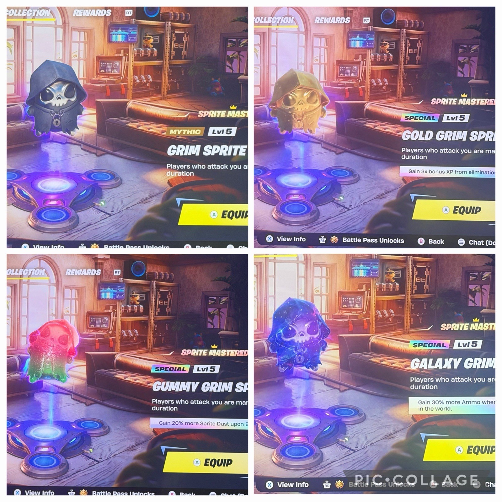 MASTERED GRIM SPRITE BUNDLE FORTNITE GUMMY GRIM GOLD GRIM GALAXY GRIM REG GRIM