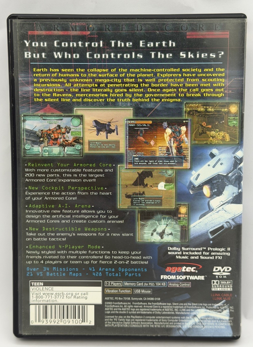 Armored Core: Silent Line PS2 PLAYSTATION 2 2003 – CLEAN DISC – SEE PHOTOS