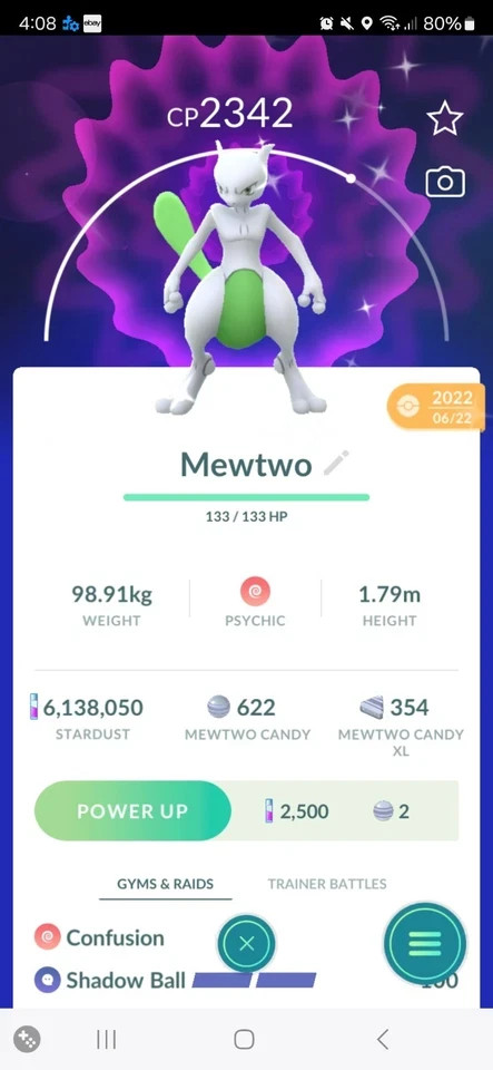 Pokémon Shiny Mewtwo | PTC Go 80K Dust