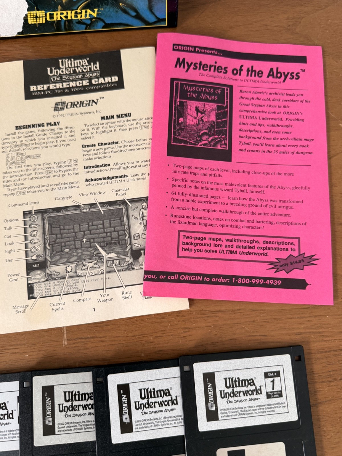 Ultima Underworld: The Stygian Abyss PC Big Box 3.5 Floppy with Inserts!