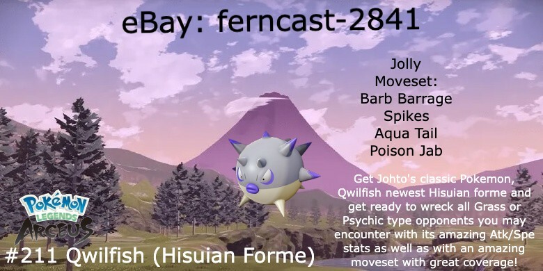 Pokemon Legends Arceus Shiny Hisuian Qwilfish Alpha Max Effort Fast Delivery