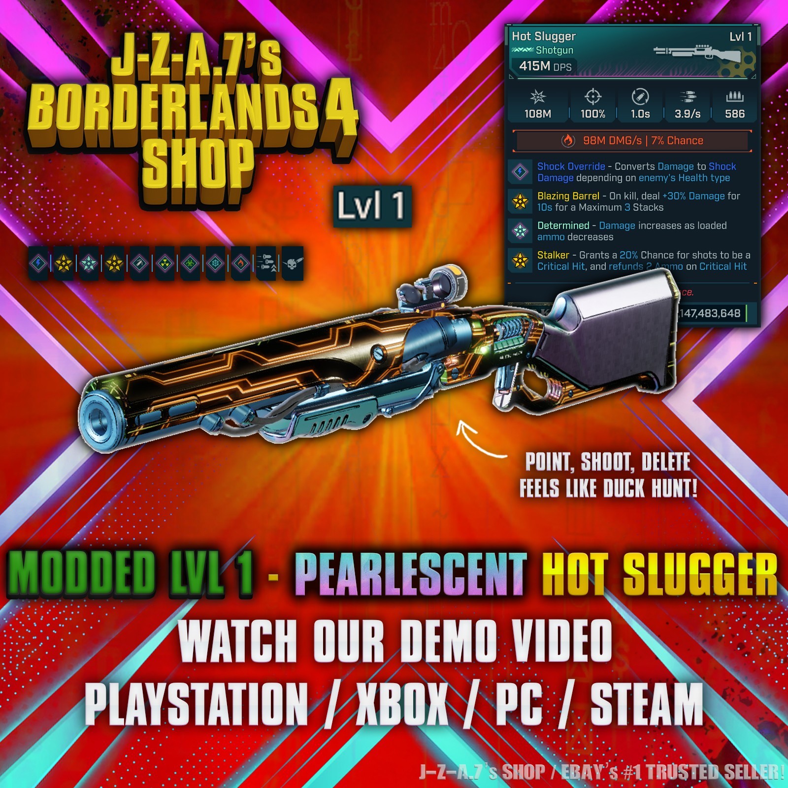 Borderlands 4✨ MODDED LVL ONE 415M DPS HOT SLUGGER PEARLESCENT BL4 ✅PC-PS-XBOX✨