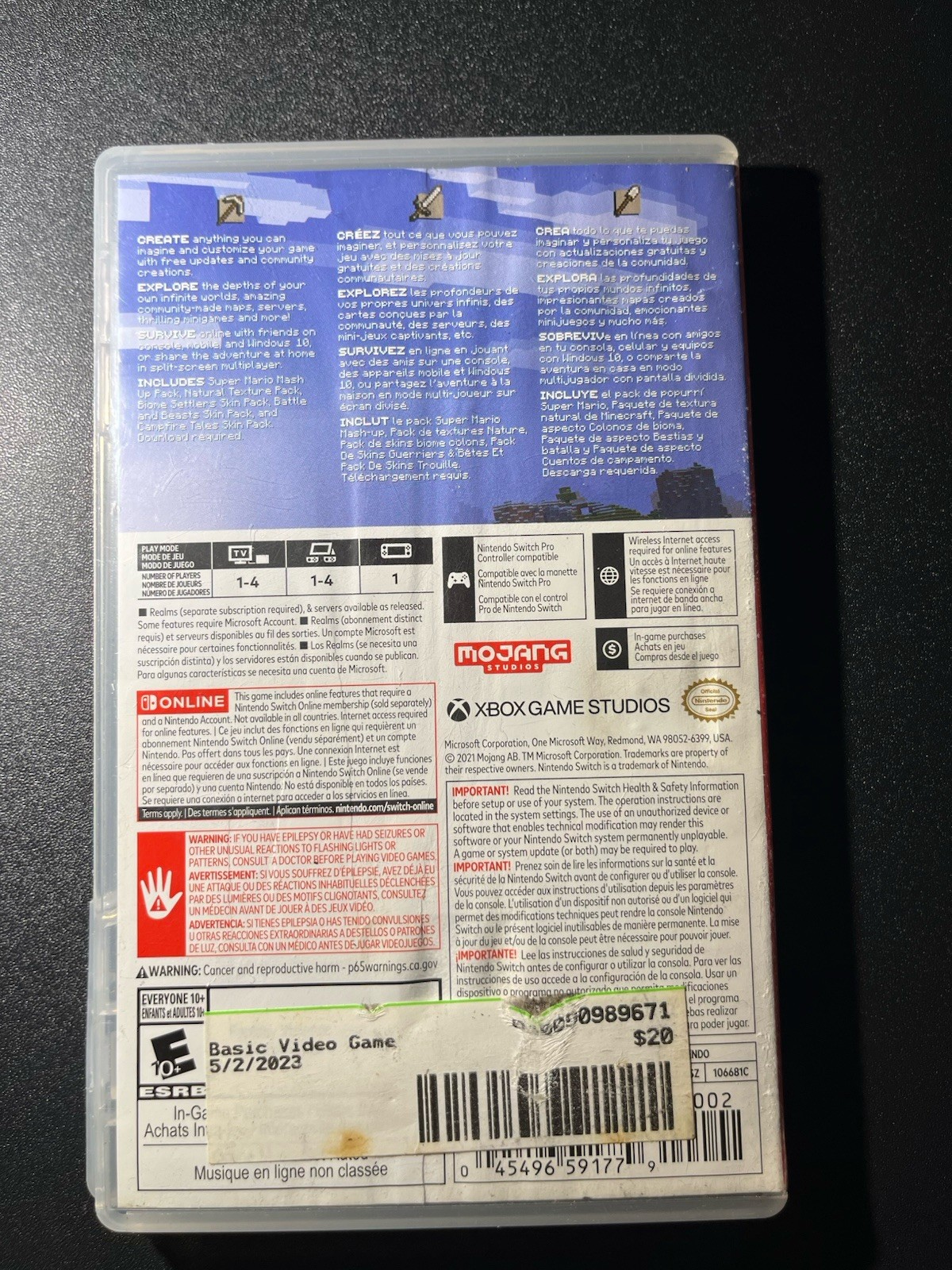 [NINTENDO SWITCH] Minecraft || Case + Game Cartridge